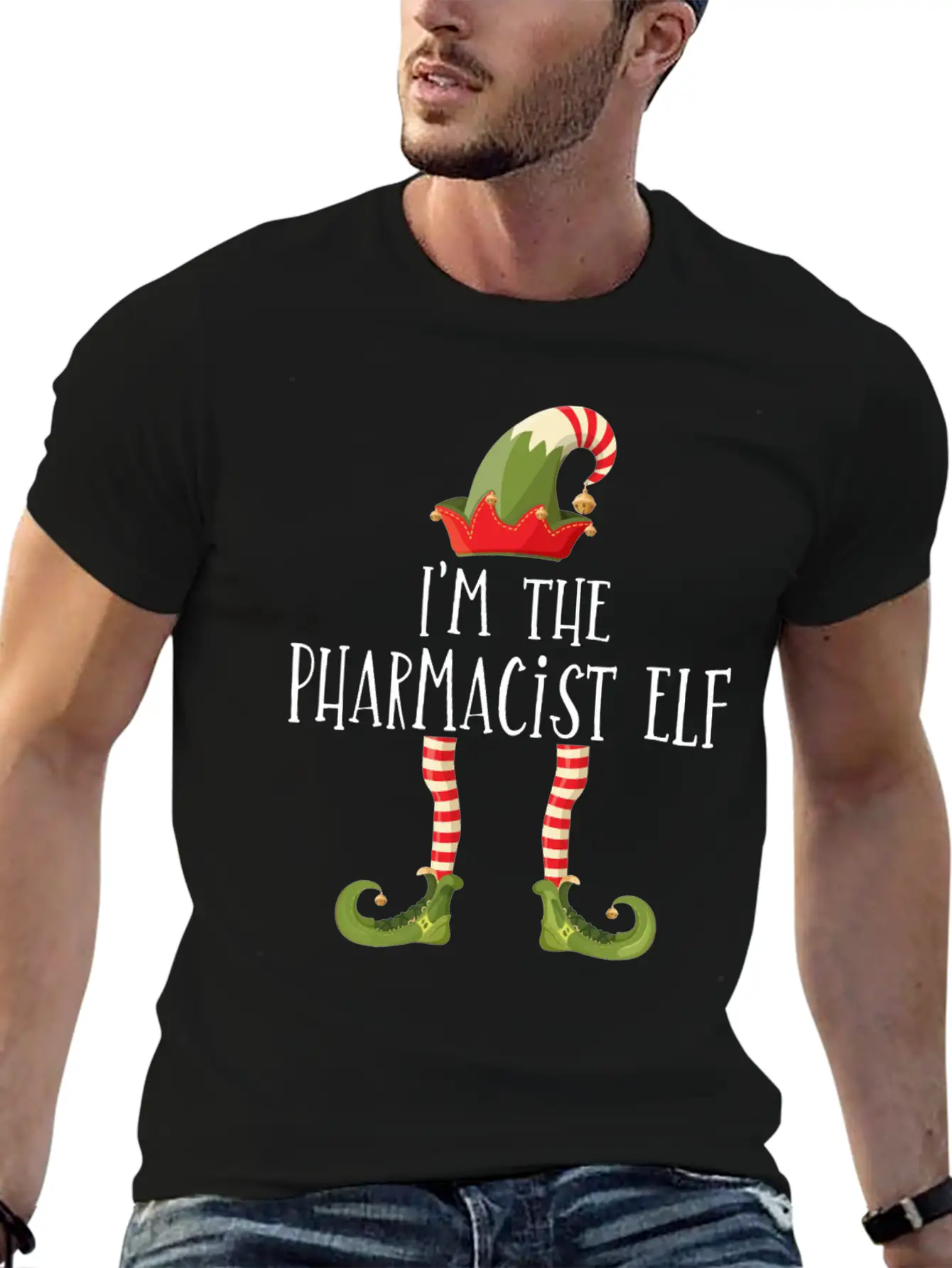 I'm The Pharmacist Elf Pharmacy Technician Stud Unisex Short Sleeve Soft Cotton T-Shirt – Casual Everyday Wear