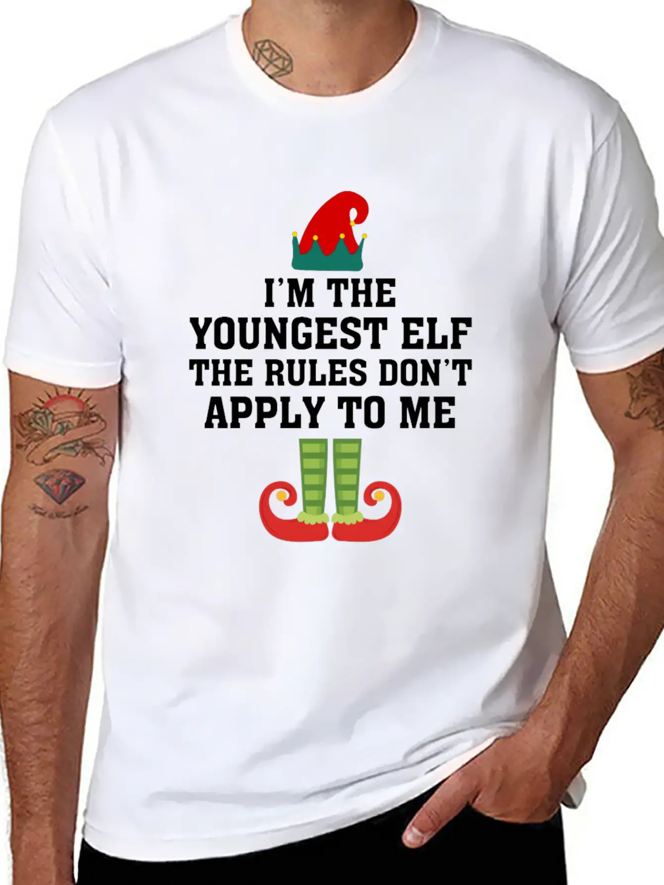 I'm The Youngest Elf The Rules Don't Apply To Me Essential Unisex Summer Tee – Soft Cotton Casual Fit