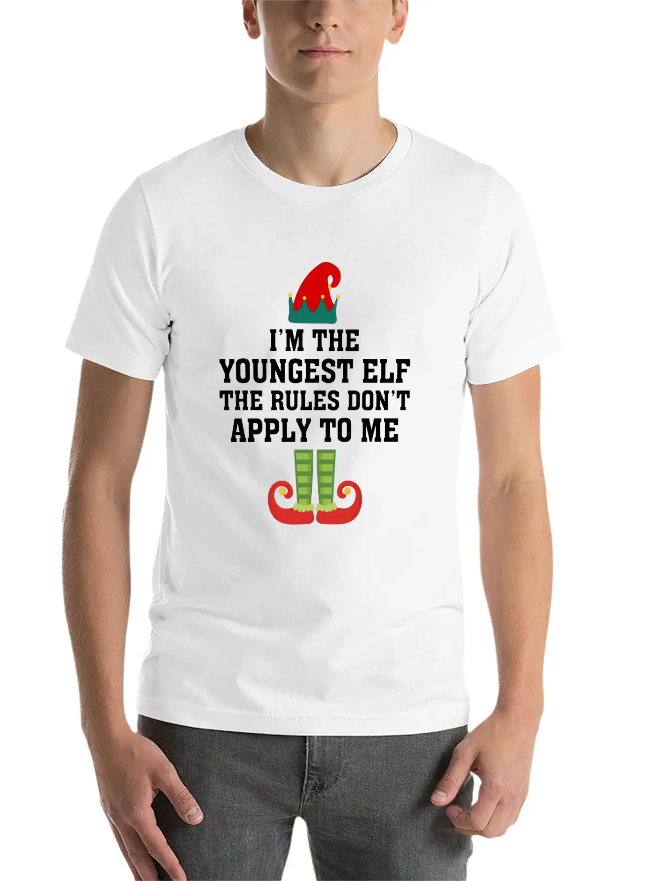 I'm The Youngest Elf The Rules Don't Apply To Me Essential Unisex Summer Tee – Soft Cotton Casual Fit