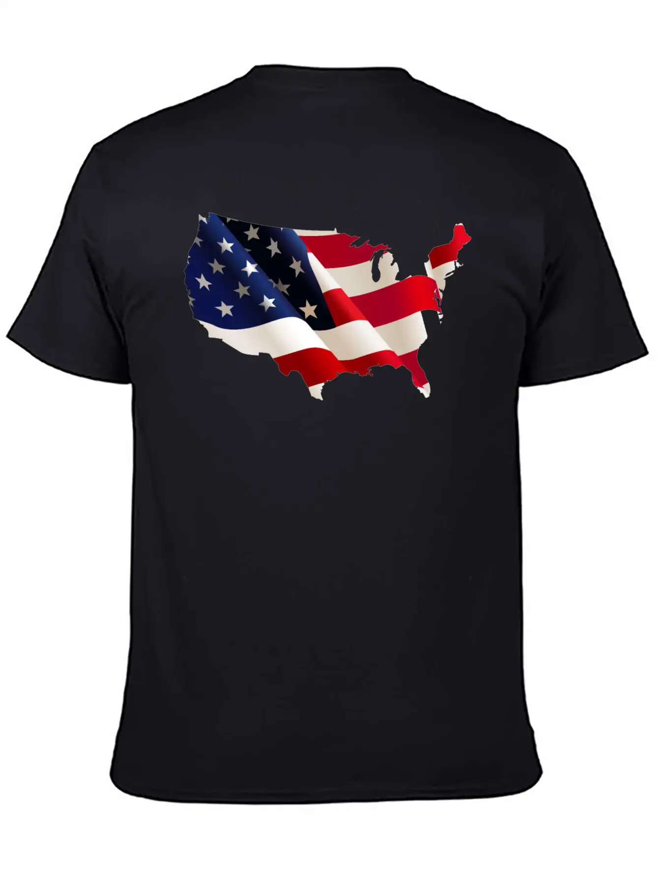 Image: United States Flag Map Stylish Everyday T-Shirt – Unisex Basic Cotton Tee