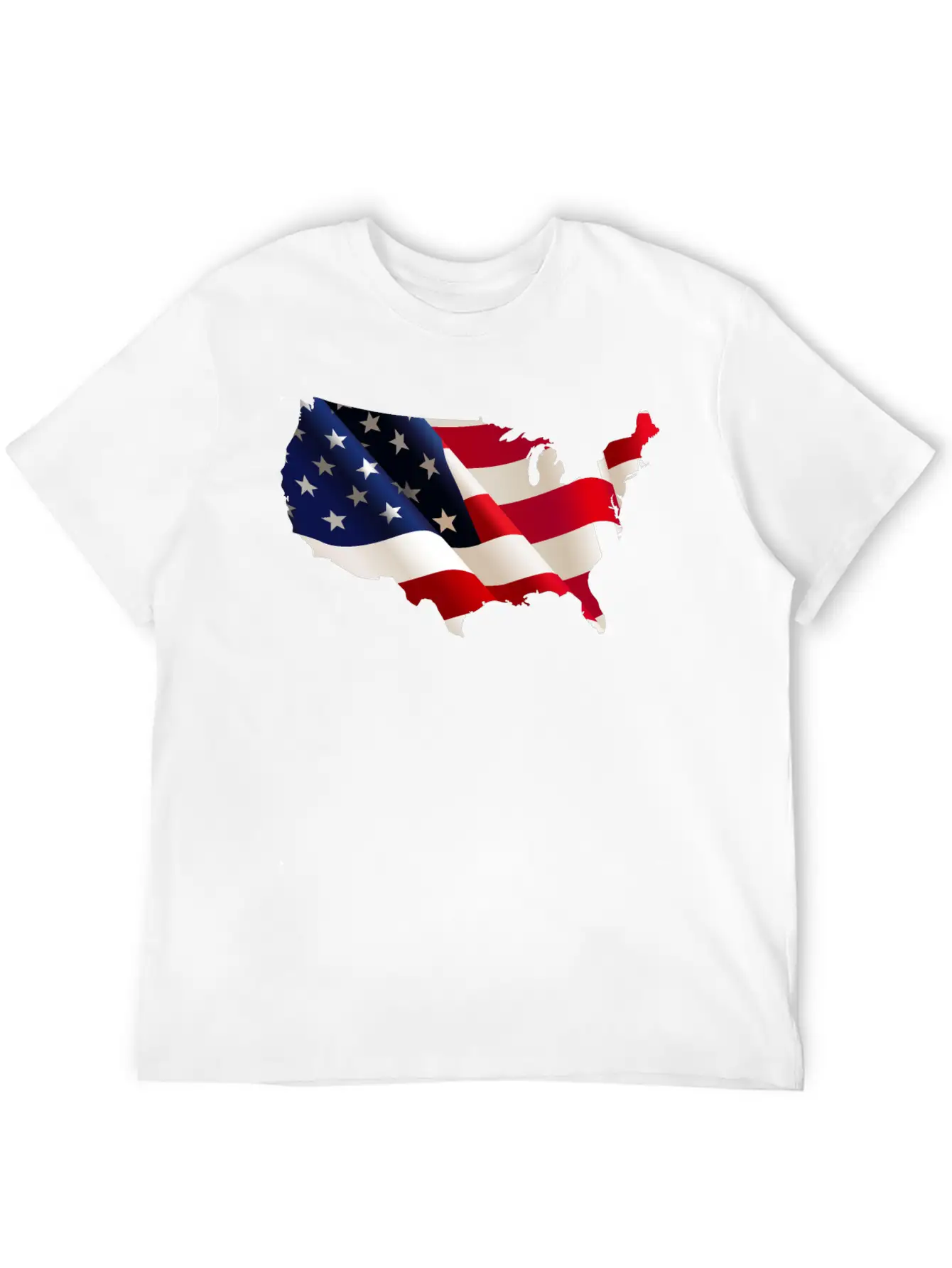 Image: United States Flag Map Stylish Everyday T-Shirt – Unisex Basic Cotton Tee