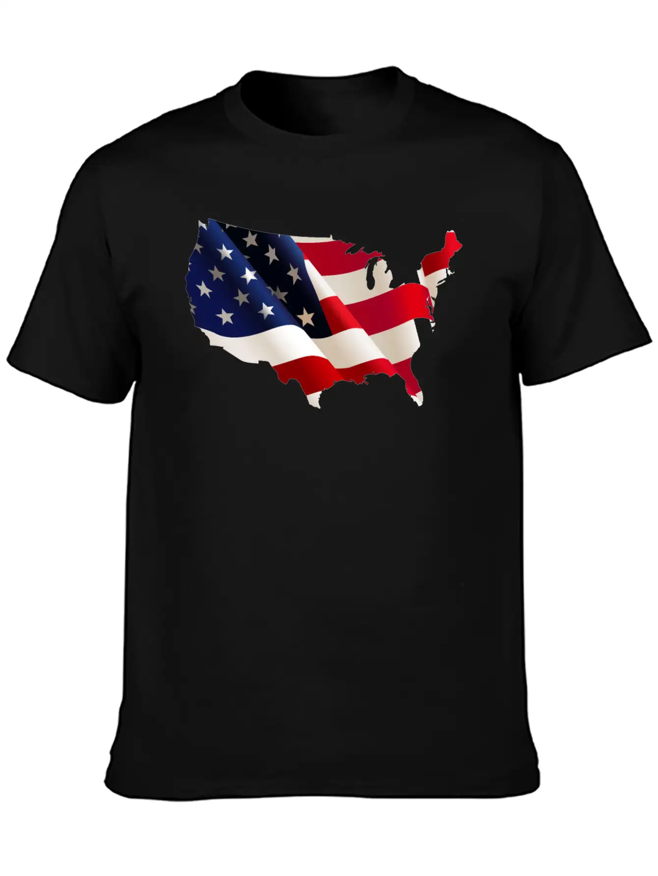 Image: United States Flag Map Stylish Everyday T-Shirt – Unisex Basic Cotton Tee