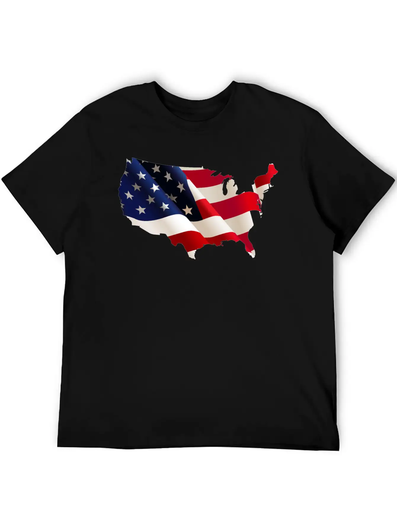 Image: United States Flag Map Stylish Everyday T-Shirt – Unisex Basic Cotton Tee