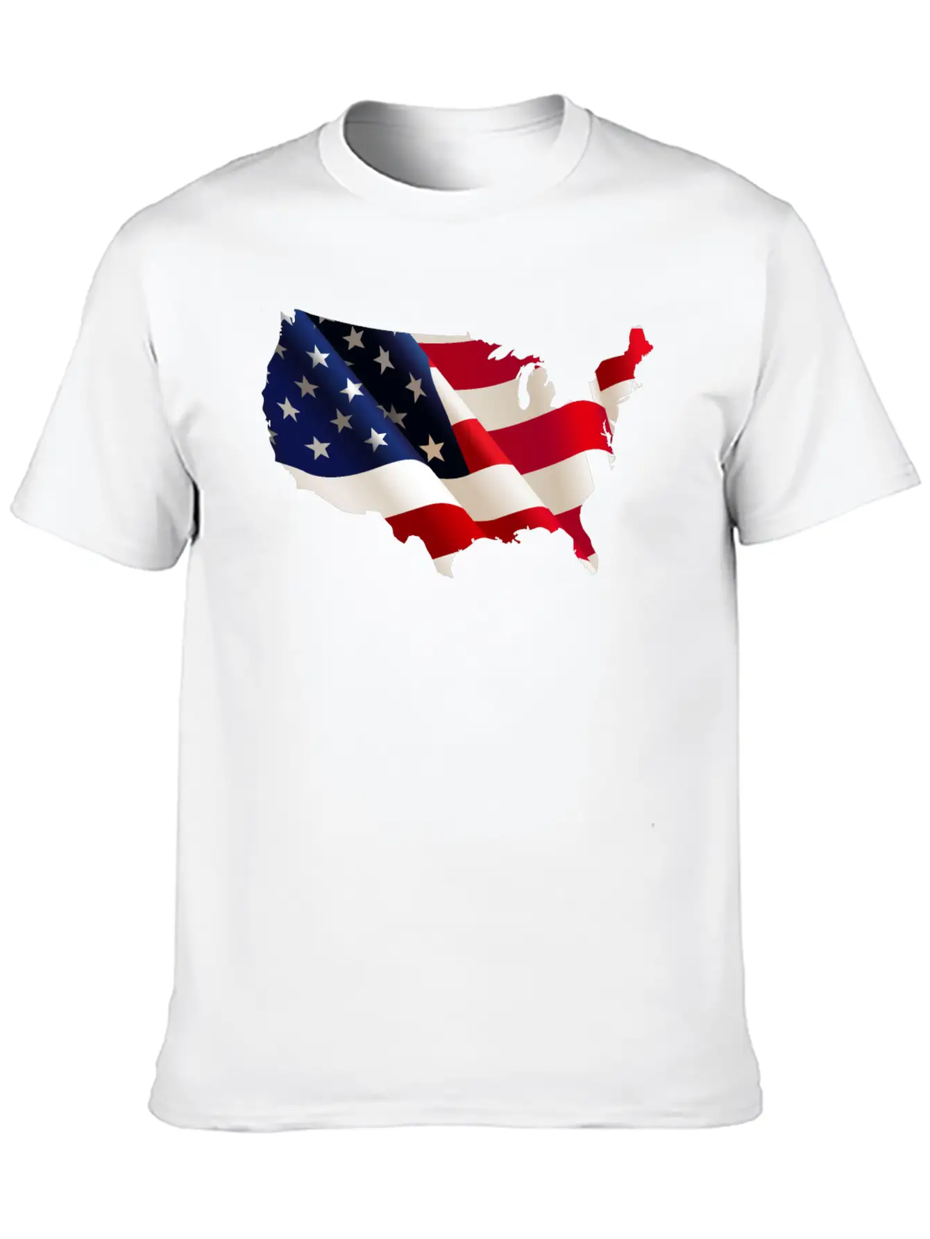 Image: United States Flag Map Stylish Everyday T-Shirt – Unisex Basic Cotton Tee