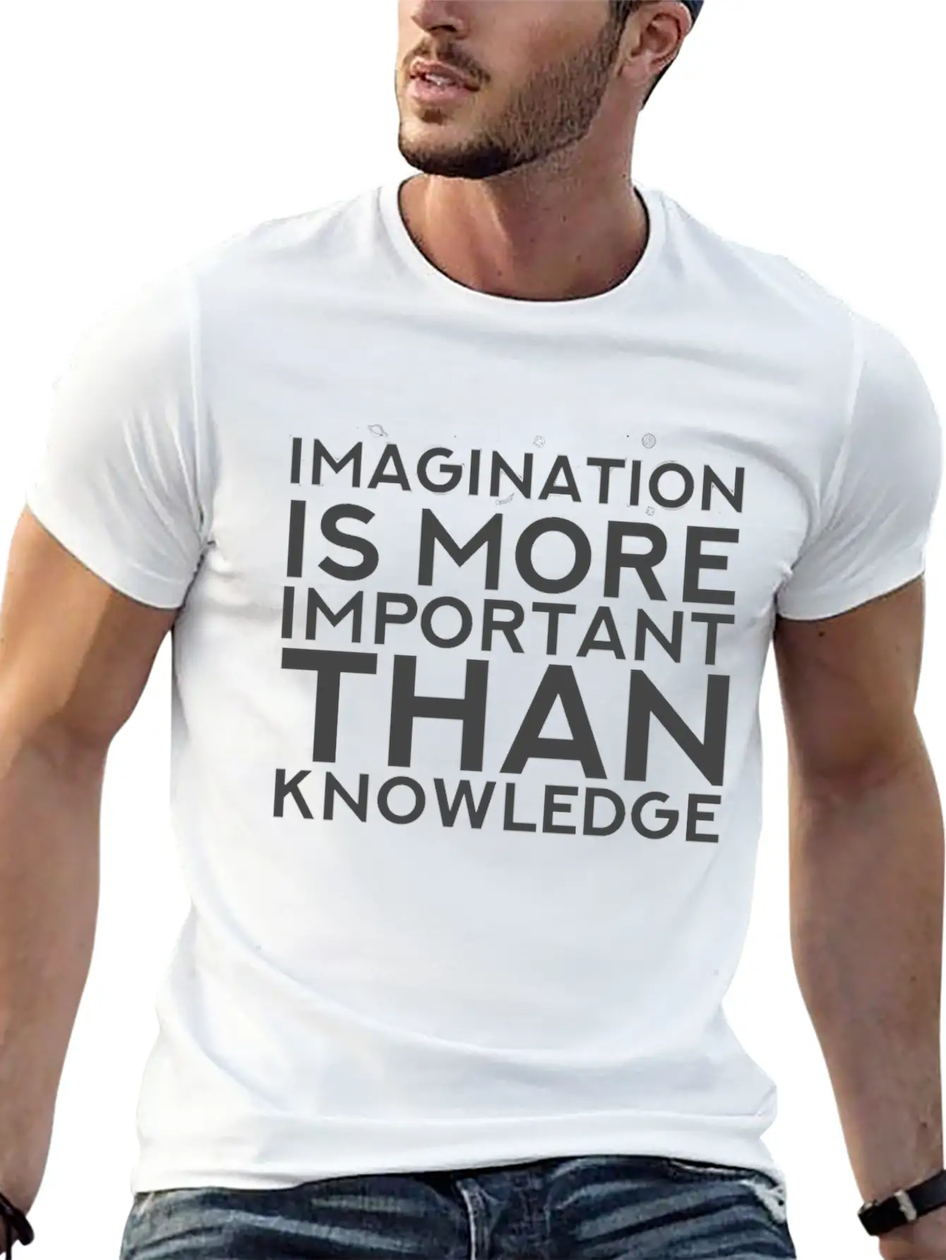 Imagination More Important Than Knowledge Quote Unisex Short Sleeve Soft Cotton T-Shirt – Casual Everyday Wear