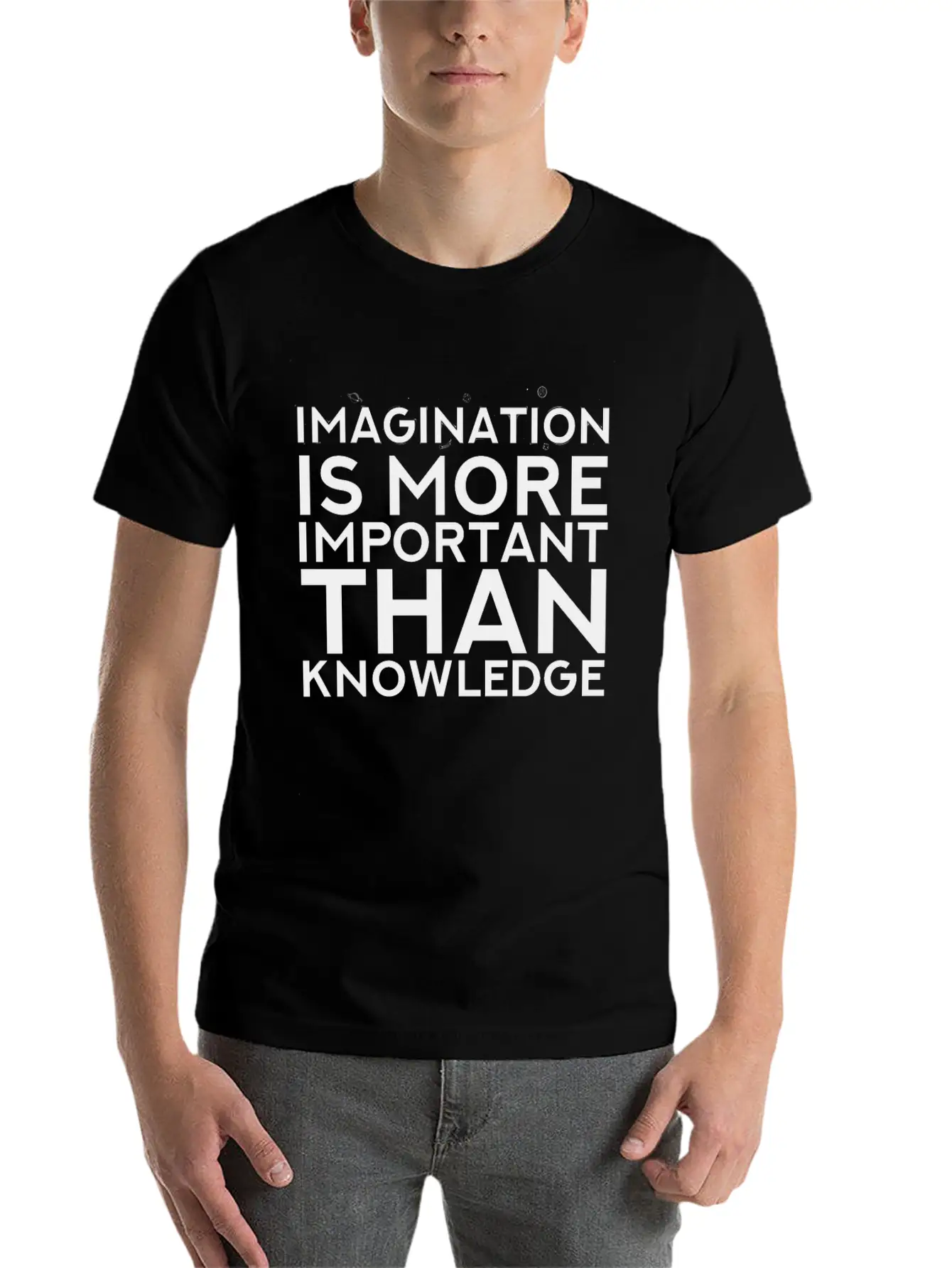 Imagination More Important Than Knowledge Quote Unisex Short Sleeve Soft Cotton T-Shirt – Casual Everyday Wear
