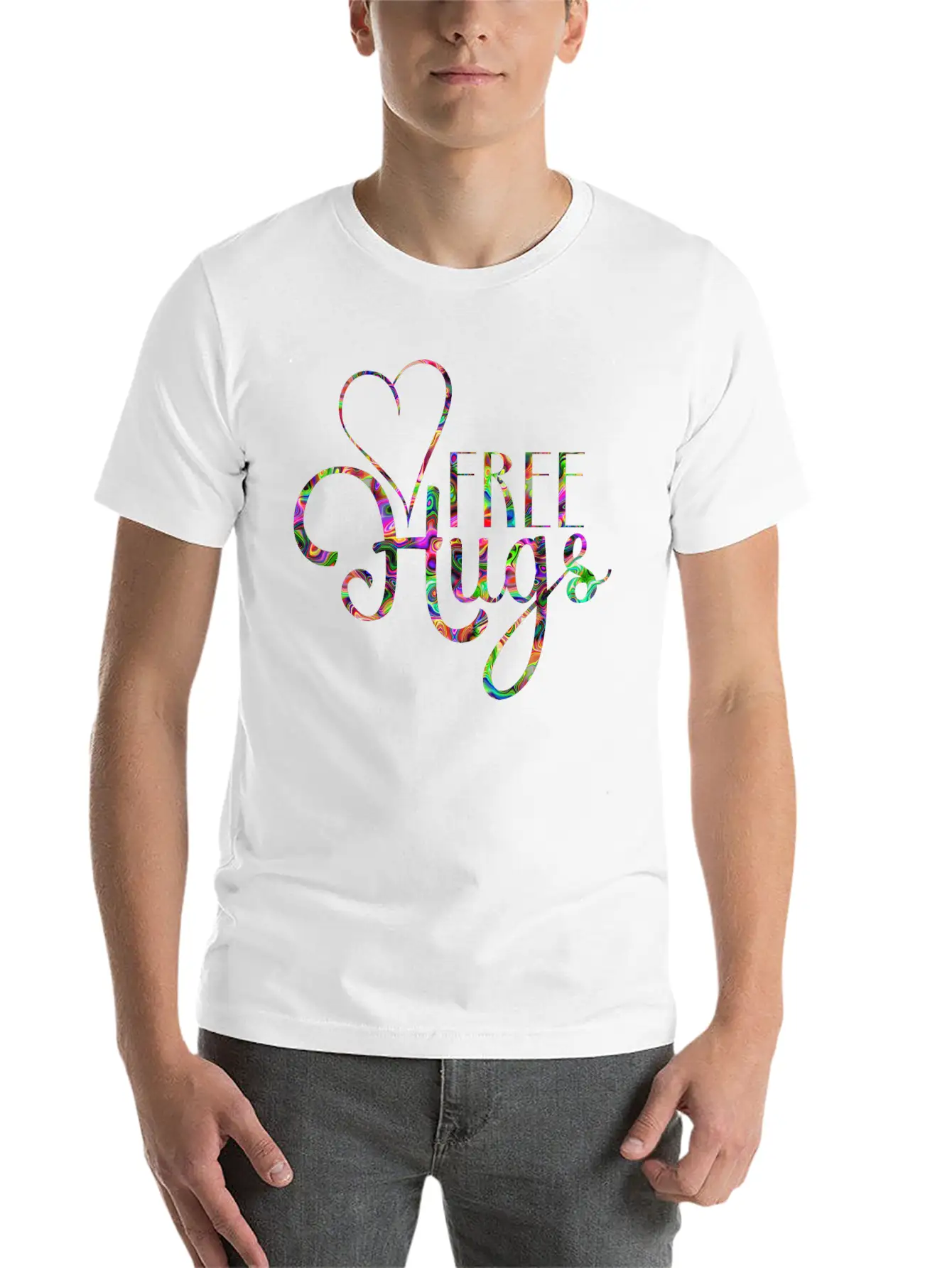 Importend Message - FREE HUGS Heart 3 Basic Graphic T-Shirt – Daily Comfort In Soft Cotton