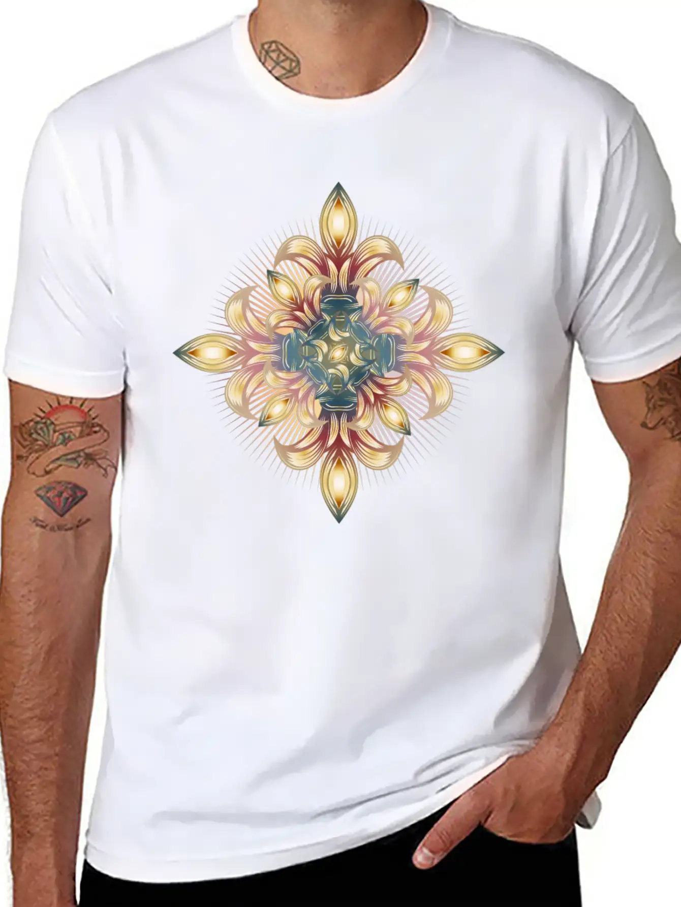 Impressive Cross Made Of Stylized Lilies Stylish Everyday T-Shirt – Unisex Basic Cotton Tee
