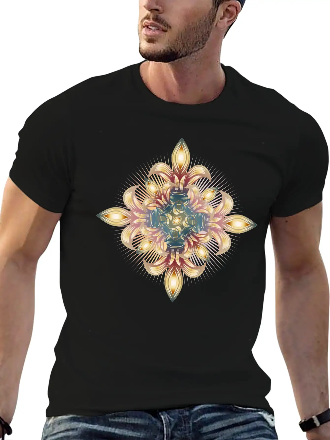 Impressive Cross Made Of Stylized Lilies Stylish Everyday T-Shirt – Unisex Basic Cotton Tee