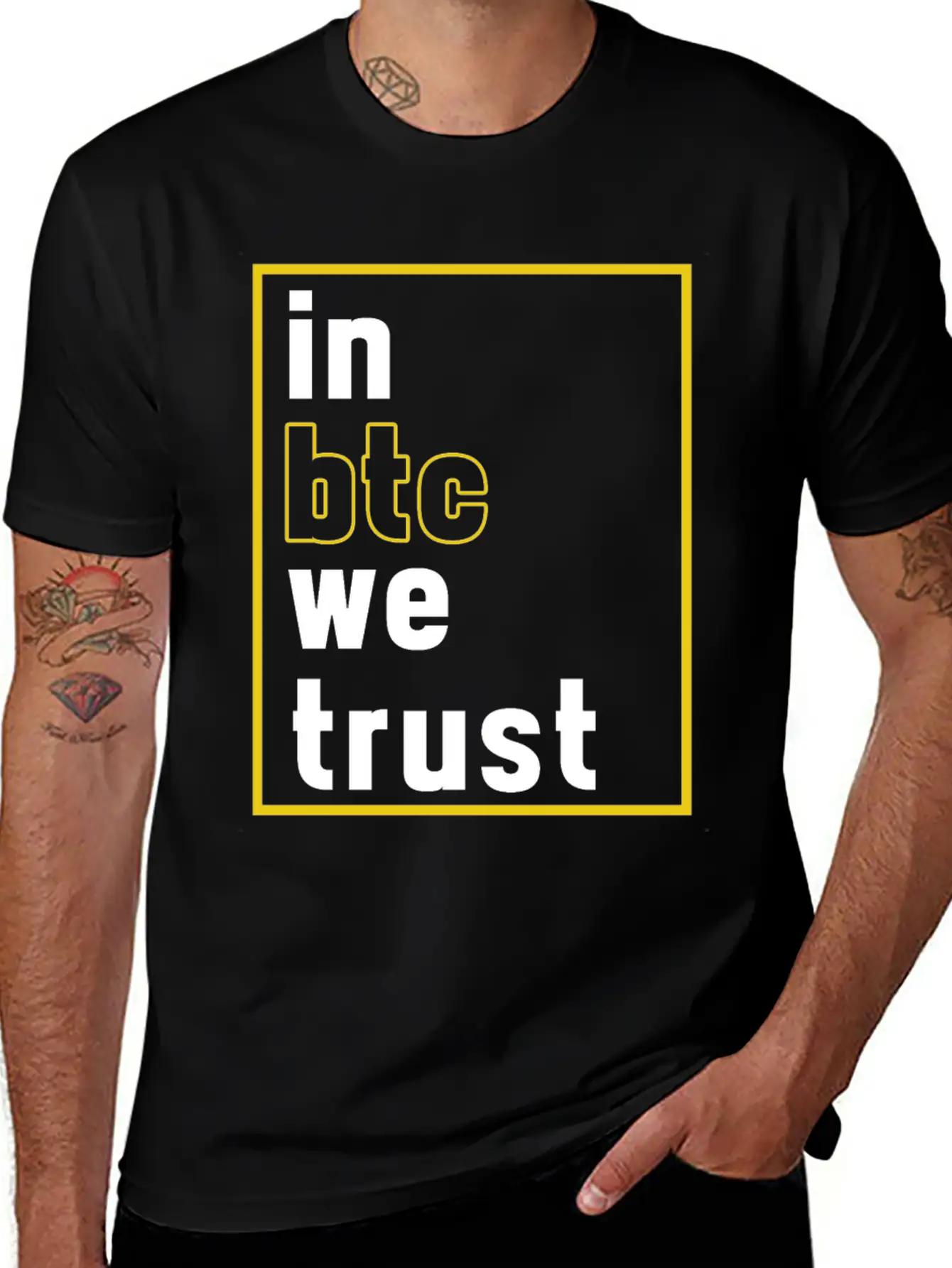 In BTC We Trust Crypto Bitcoin Cryptocurrency Gift Unisex Short Sleeve Soft Cotton T-Shirt – Casual Everyday Wear