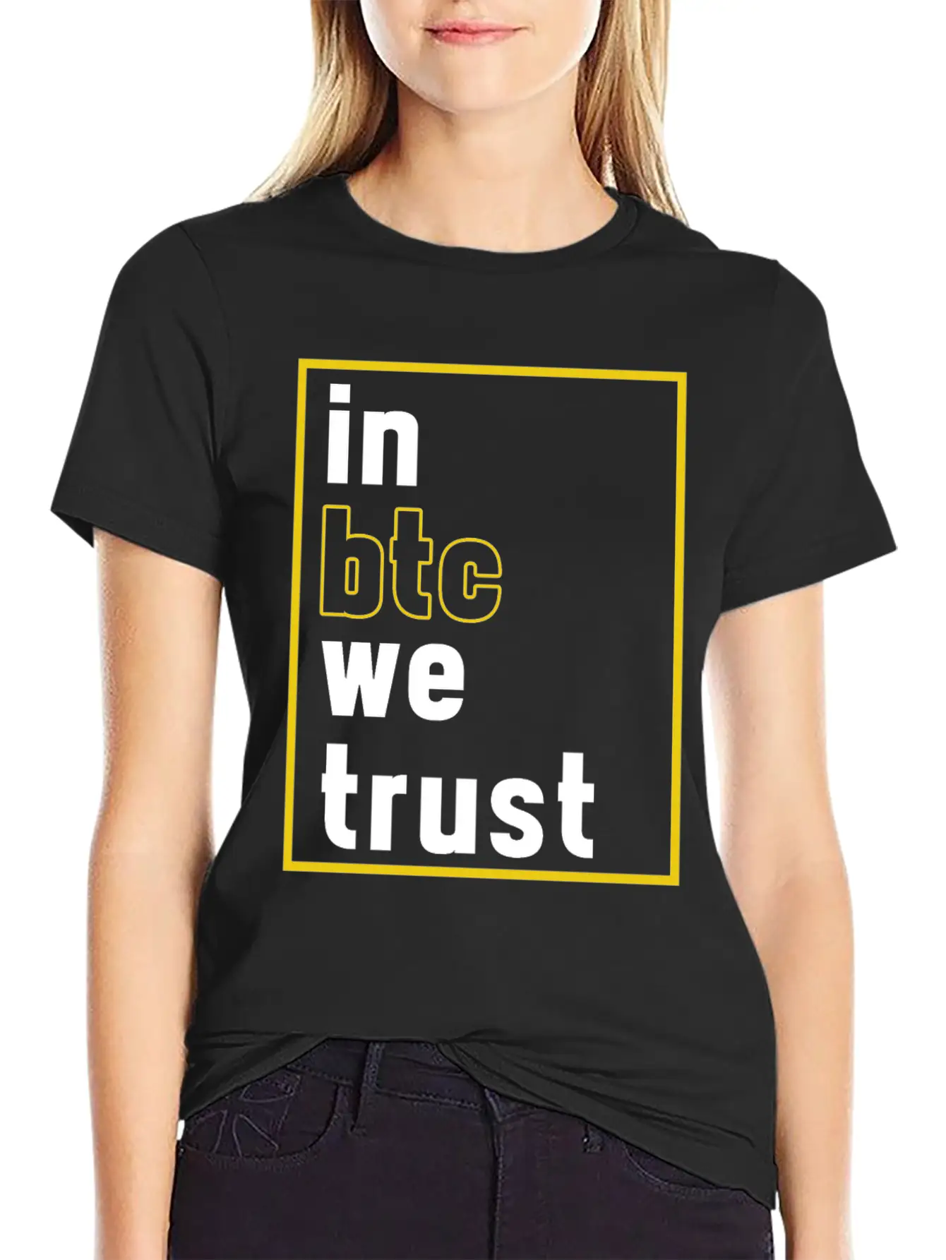 In BTC We Trust Crypto Bitcoin Cryptocurrency Gift Unisex Short Sleeve Soft Cotton T-Shirt – Casual Everyday Wear