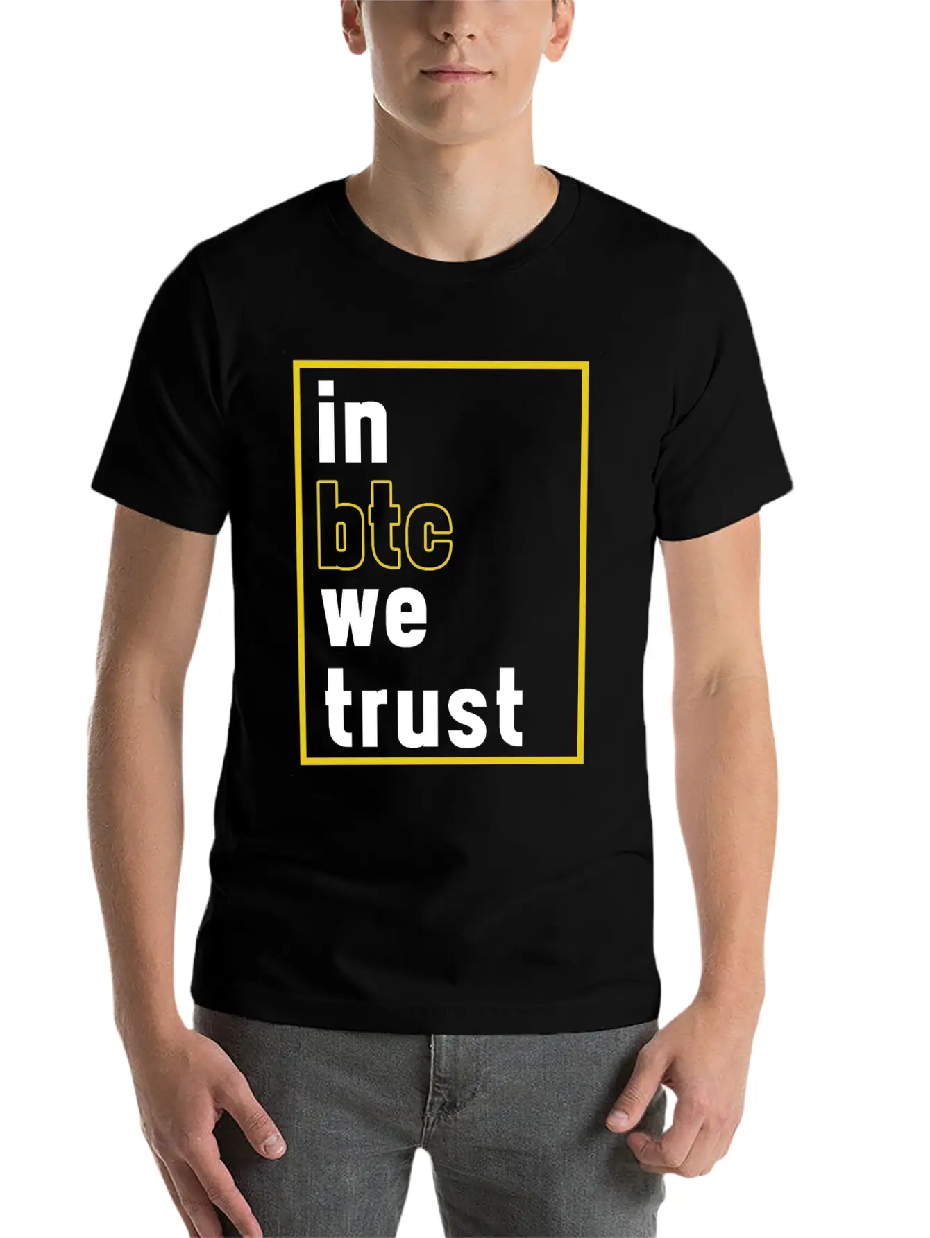 In BTC We Trust Crypto Bitcoin Cryptocurrency Gift Unisex Short Sleeve Soft Cotton T-Shirt – Casual Everyday Wear