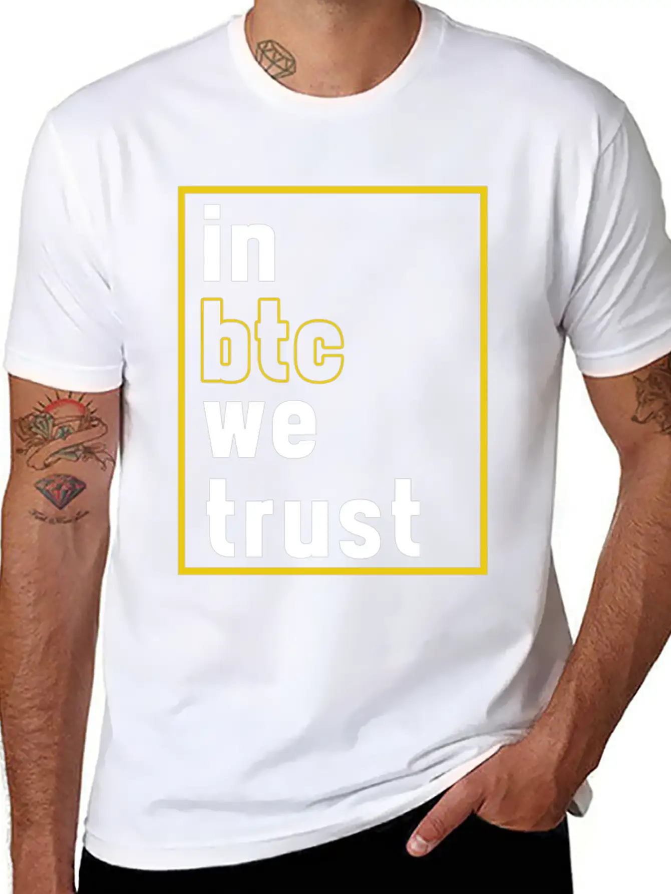 In BTC We Trust Crypto Bitcoin Cryptocurrency Gift Unisex Short Sleeve Soft Cotton T-Shirt – Casual Everyday Wear