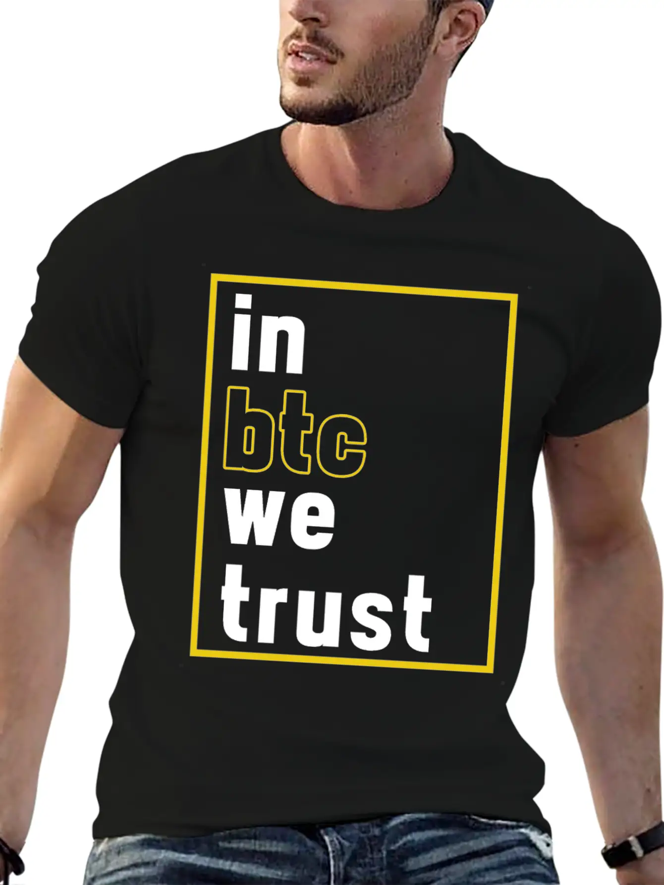 In BTC We Trust Crypto Bitcoin Cryptocurrency Gift Unisex Short Sleeve Soft Cotton T-Shirt – Casual Everyday Wear