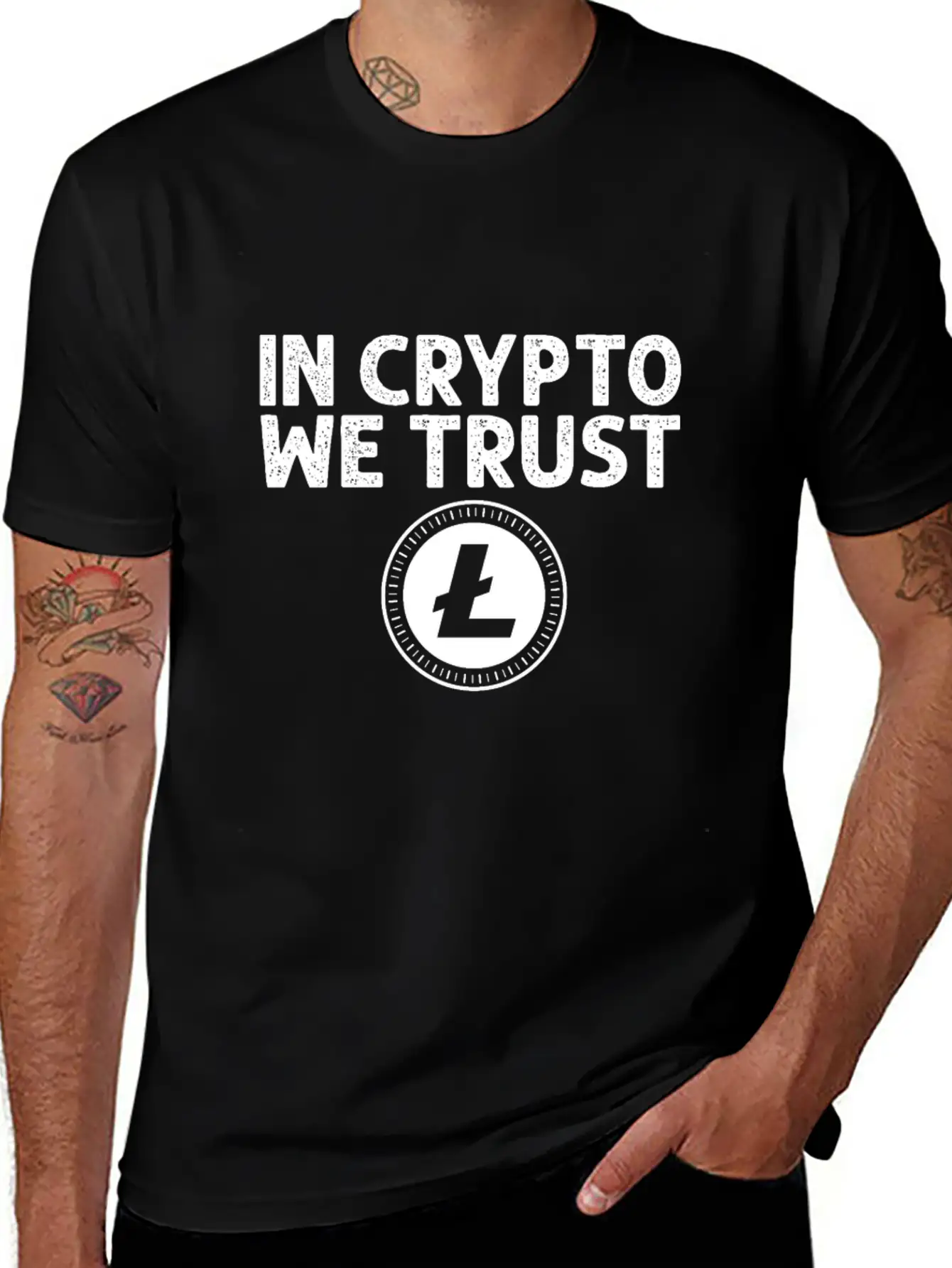 In Crypto We Trust Litecoin Bitcoin Unisex Short Sleeve Soft Cotton T-Shirt – Casual Everyday Wear