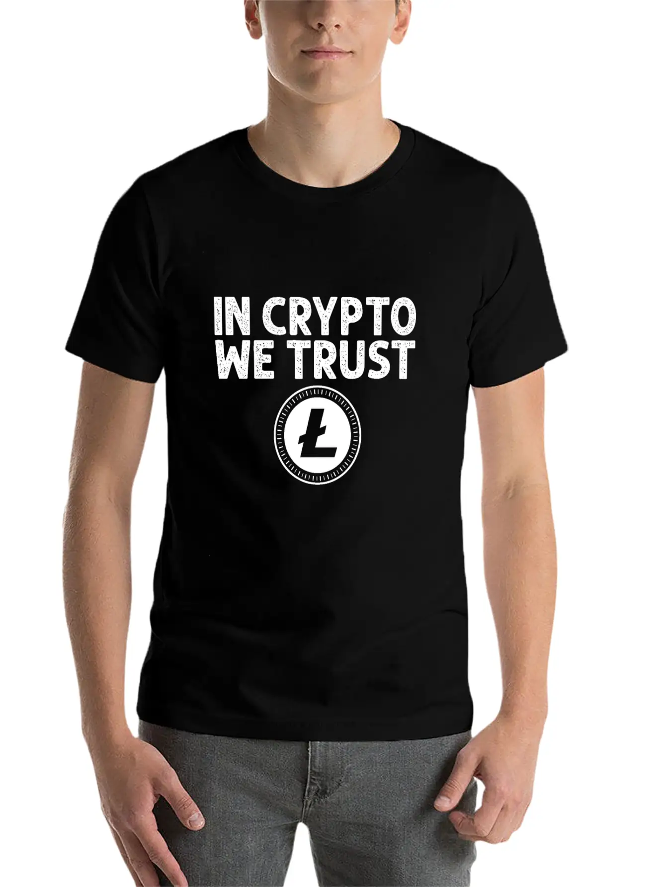 In Crypto We Trust Litecoin Bitcoin Unisex Short Sleeve Soft Cotton T-Shirt – Casual Everyday Wear