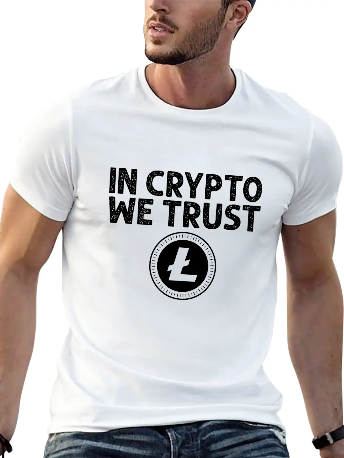 In Crypto We Trust Litecoin Bitcoin Unisex Short Sleeve Soft Cotton T-Shirt – Casual Everyday Wear