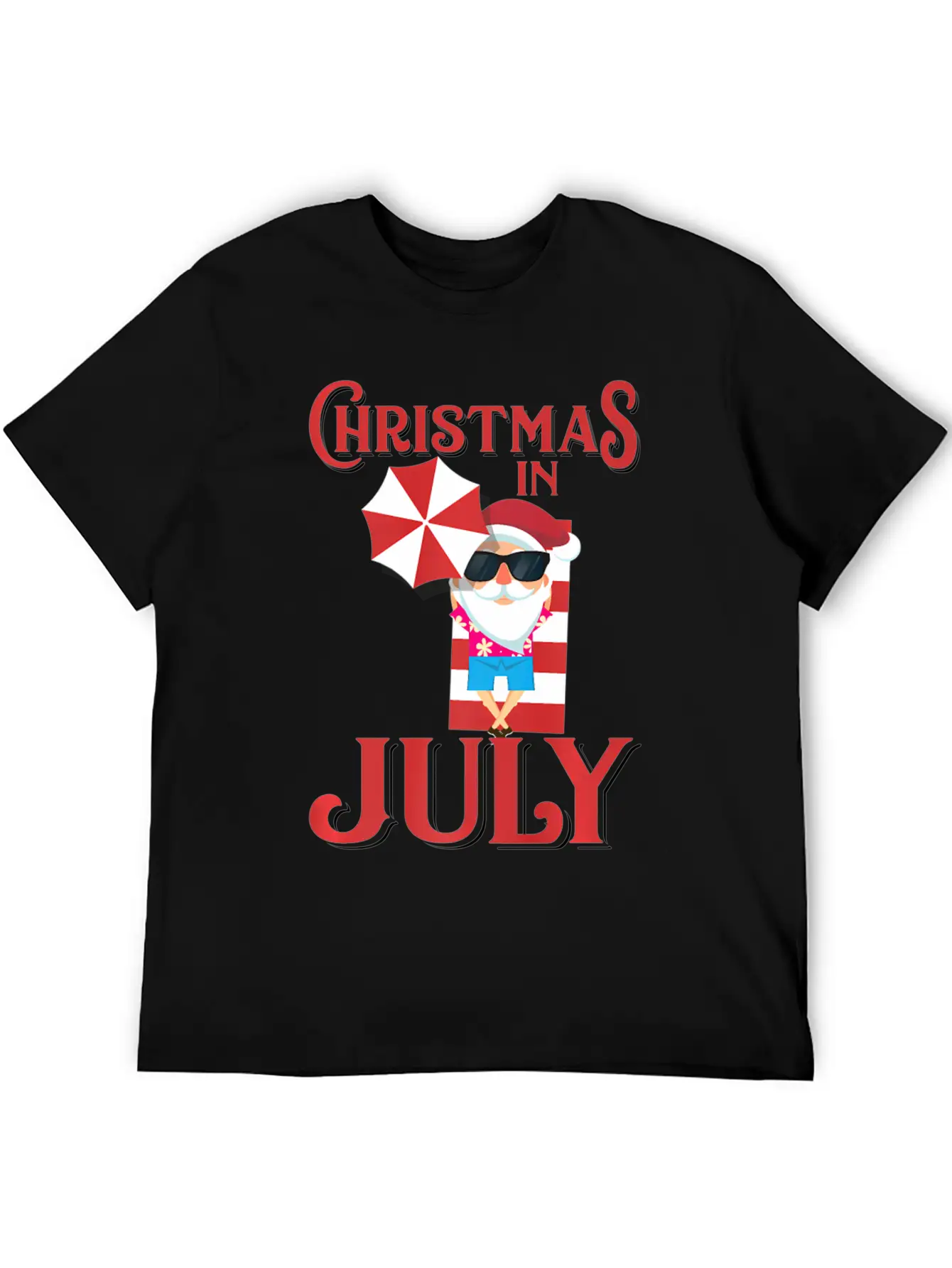 In July Beach Santa Claus Unisex Short Sleeve Soft Cotton T-Shirt – Casual Everyday Wear