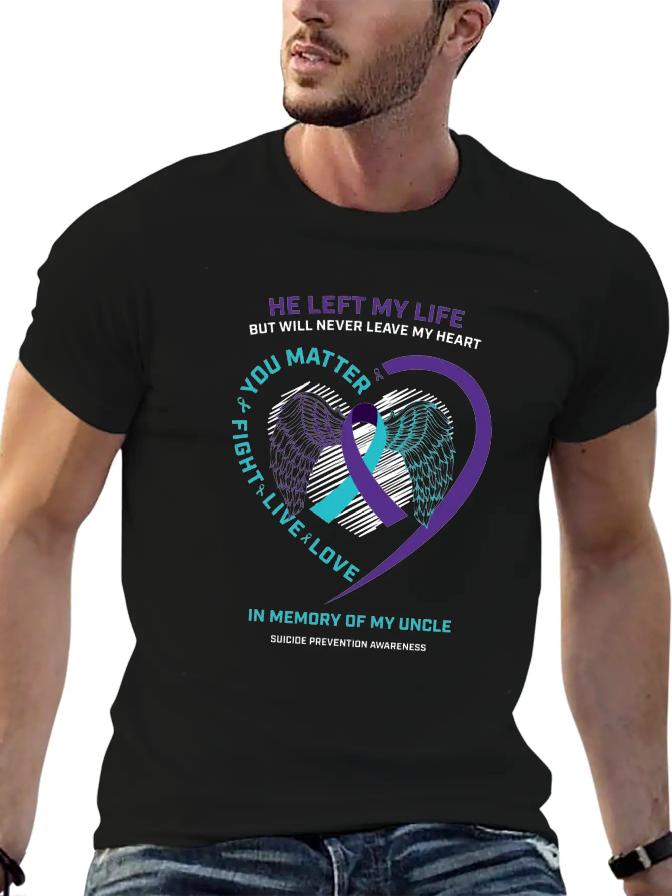 In Memory Of My Loving Uncle Suicide Prevention Aw Timeless Short Sleeve Tee – Comfy And Minimalist Design