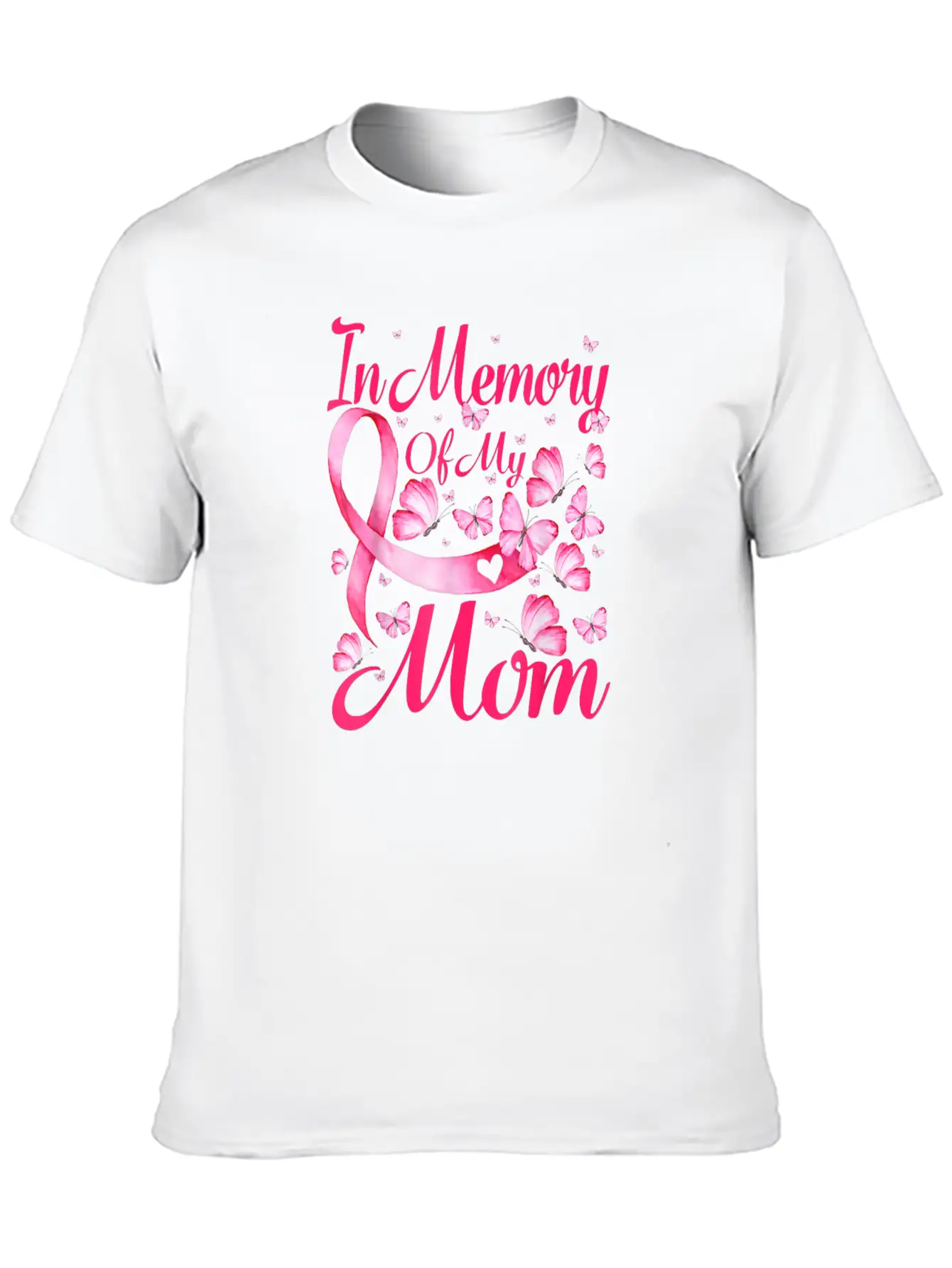 In Memory Of My Mom Butterfly Breast Cancer Awaren Unisex Casual T-Shirt – Clean Design For Daily Comfort