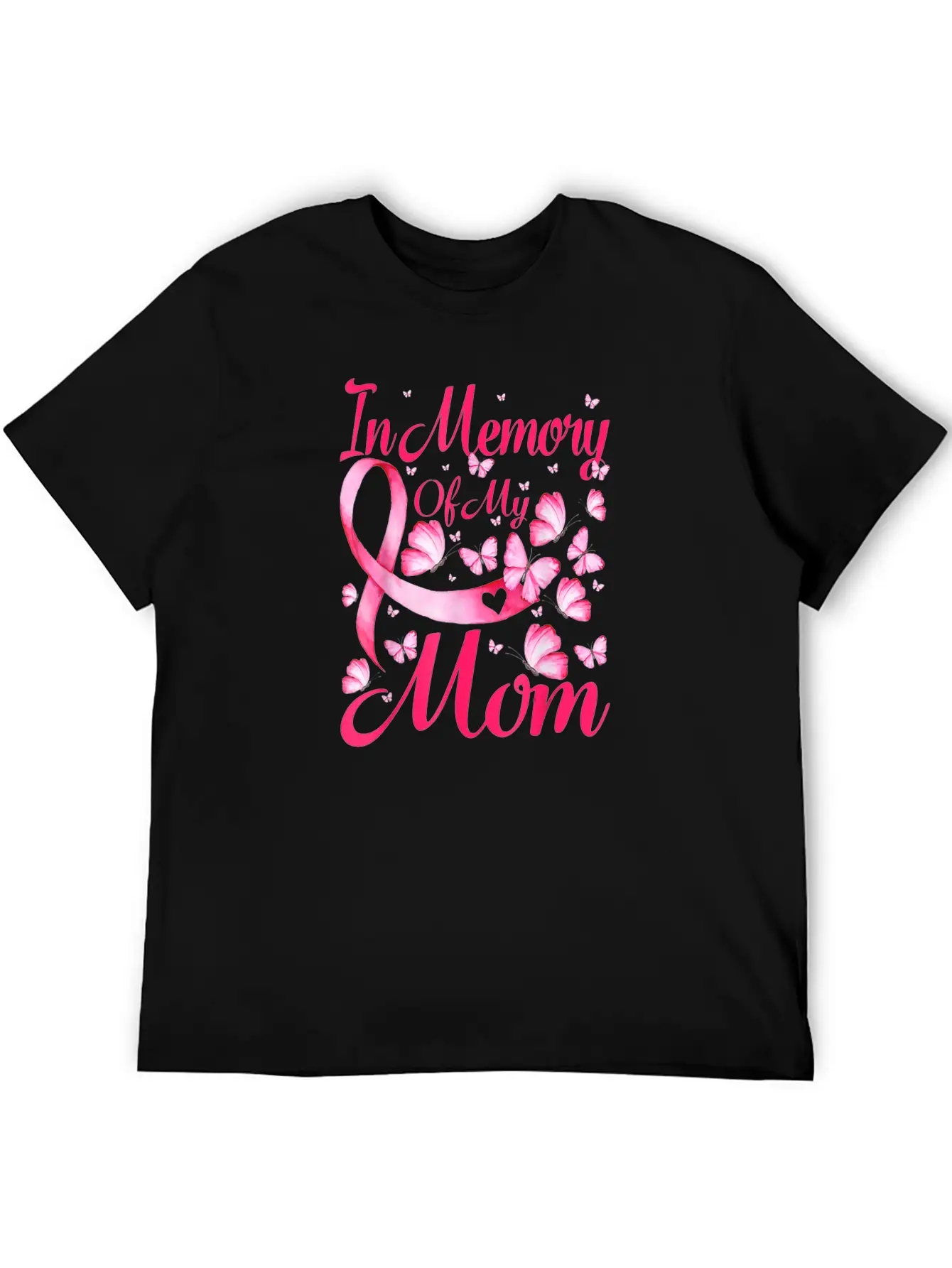 In Memory Of My Mom Butterfly Breast Cancer Awaren Unisex Casual T-Shirt – Clean Design For Daily Comfort