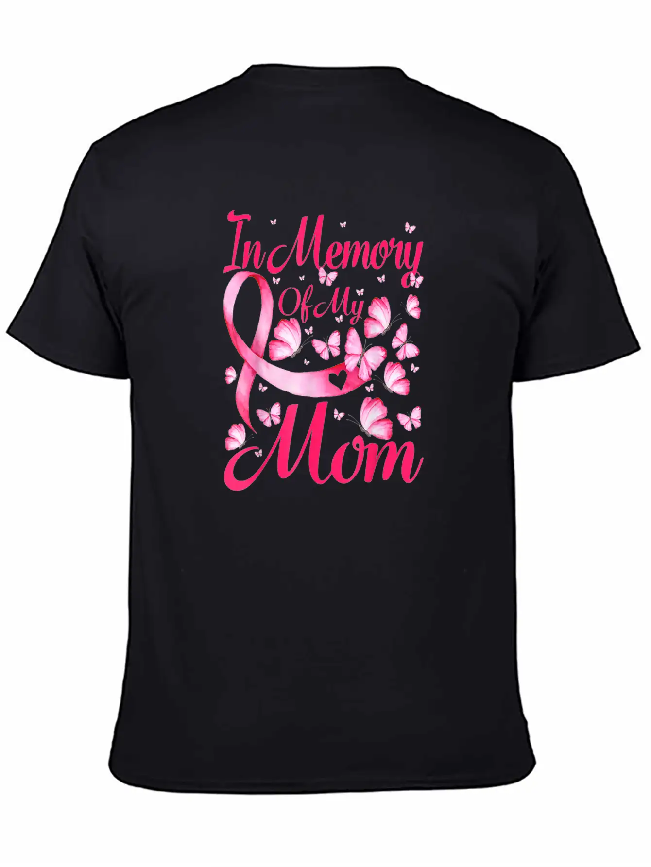 In Memory Of My Mom Butterfly Breast Cancer Awaren Unisex Casual T-Shirt – Clean Design For Daily Comfort