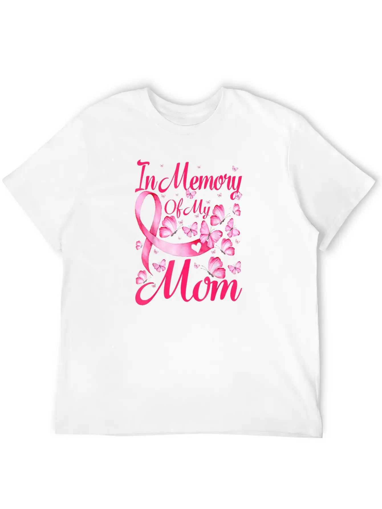 In Memory Of My Mom Butterfly Breast Cancer Awaren Unisex Casual T-Shirt – Clean Design For Daily Comfort
