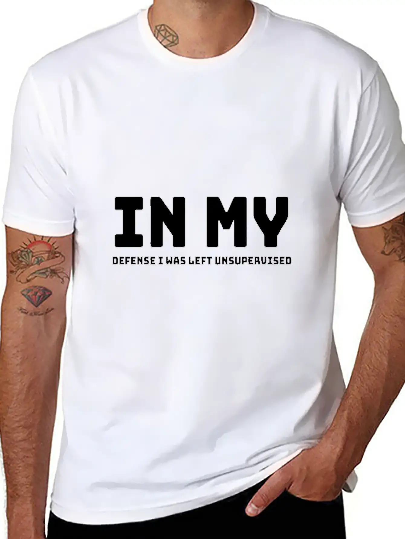 In My Defense I Was Left Unsupervised Unisex Short Sleeve Soft Cotton T-Shirt – Casual Everyday Wear