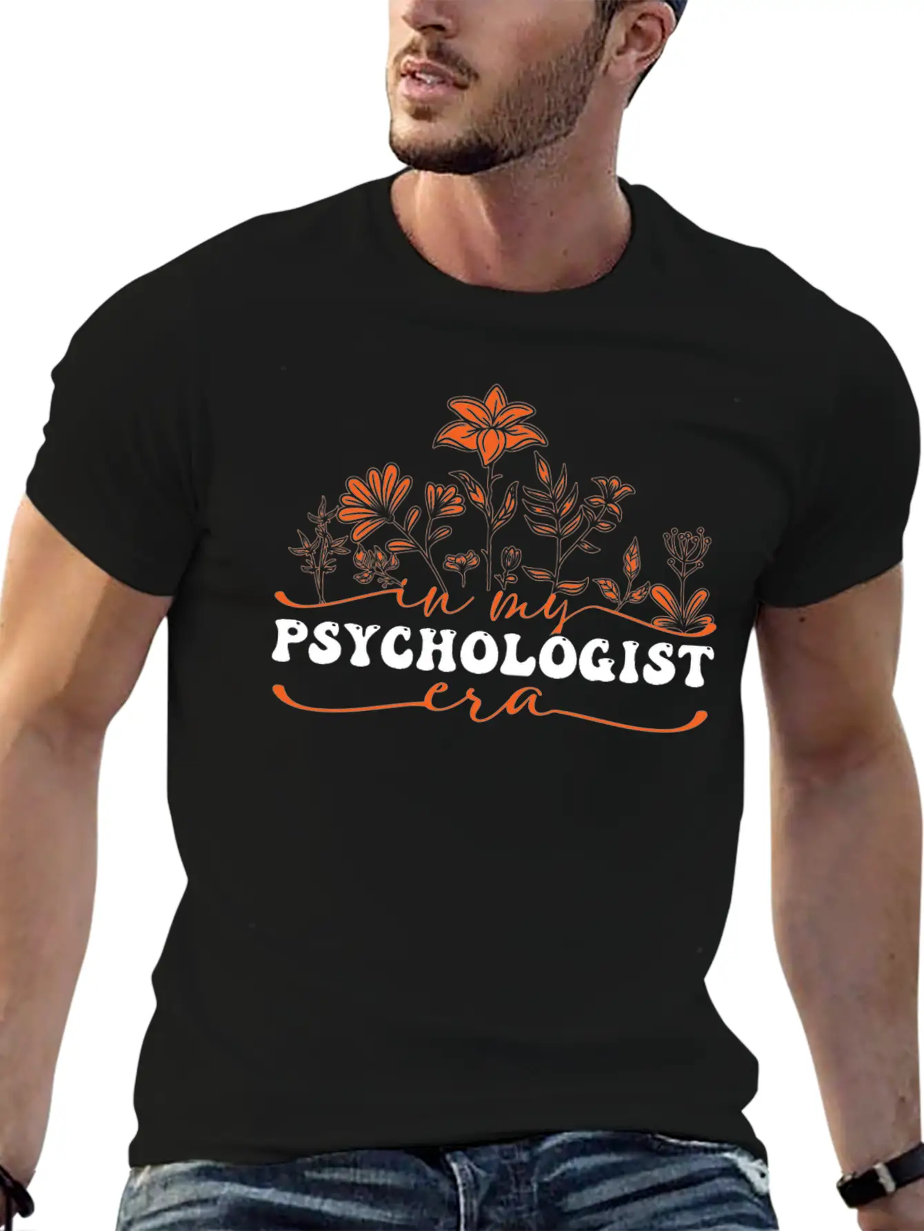 In My Psychologist Era Floral Art Stylish Everyday T-Shirt – Unisex Basic Cotton Tee