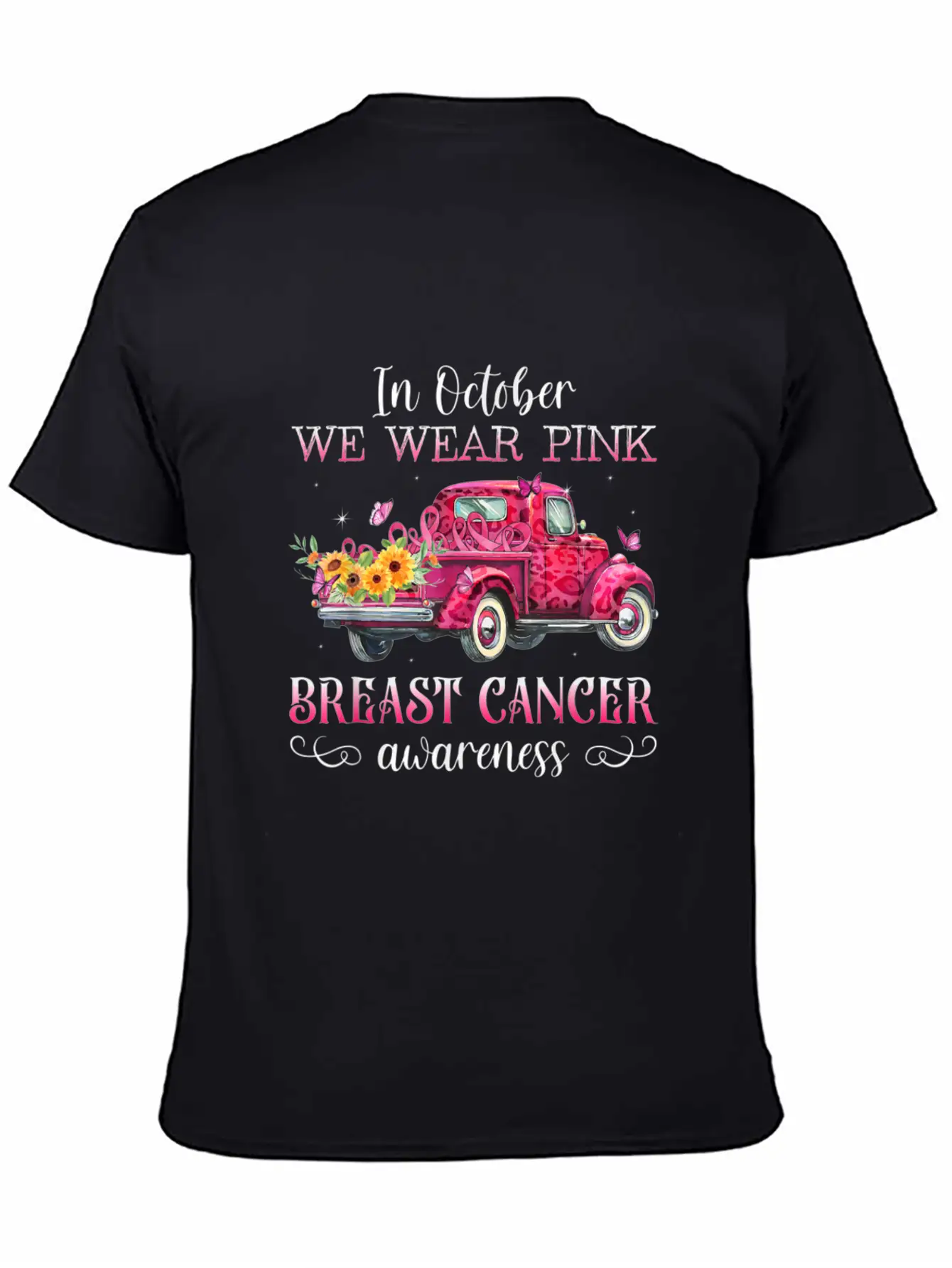 In October We Wear Pink Ribbon Leopard Truck Comfortable Minimalist Graphic Tee – Summer Style Essential