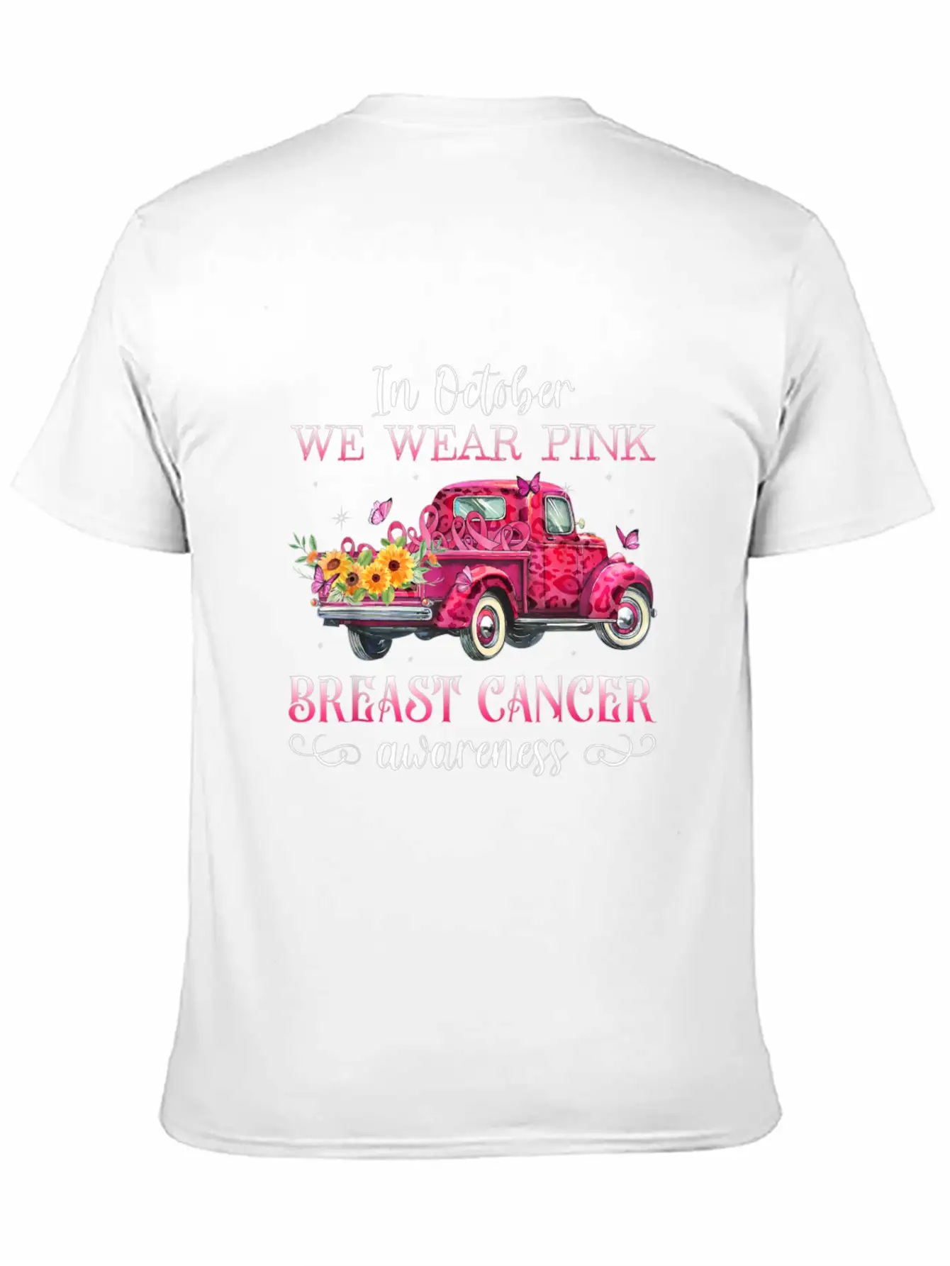 In October We Wear Pink Ribbon Leopard Truck Comfortable Minimalist Graphic Tee – Summer Style Essential