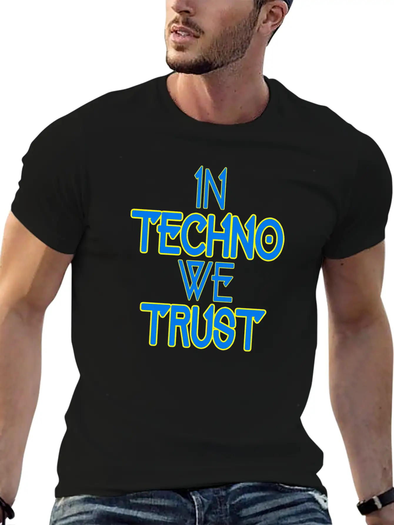 In Techno We Trust Rave Music Stylish Everyday T-Shirt – Unisex Basic Cotton Tee