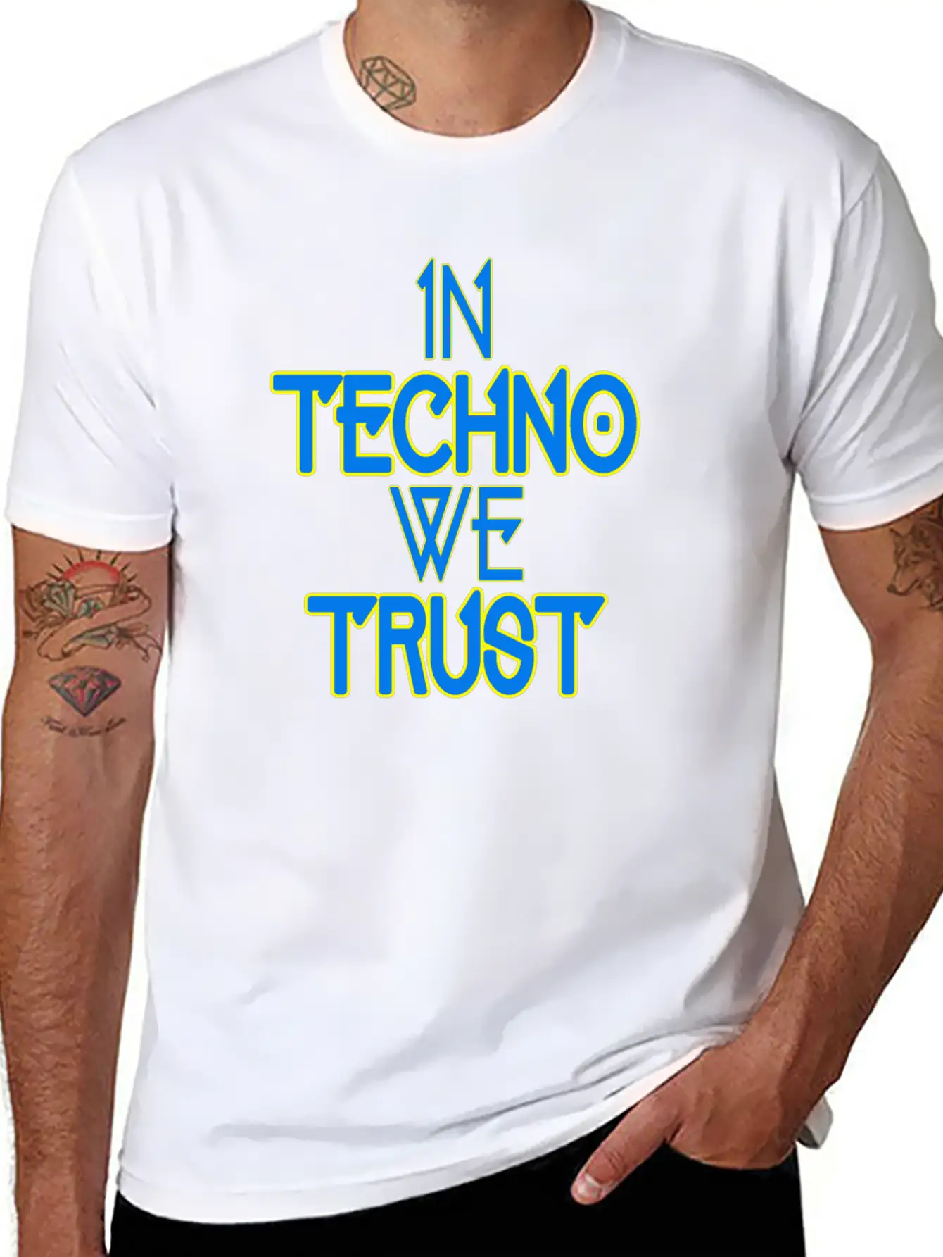 In Techno We Trust Rave Music Stylish Everyday T-Shirt – Unisex Basic Cotton Tee
