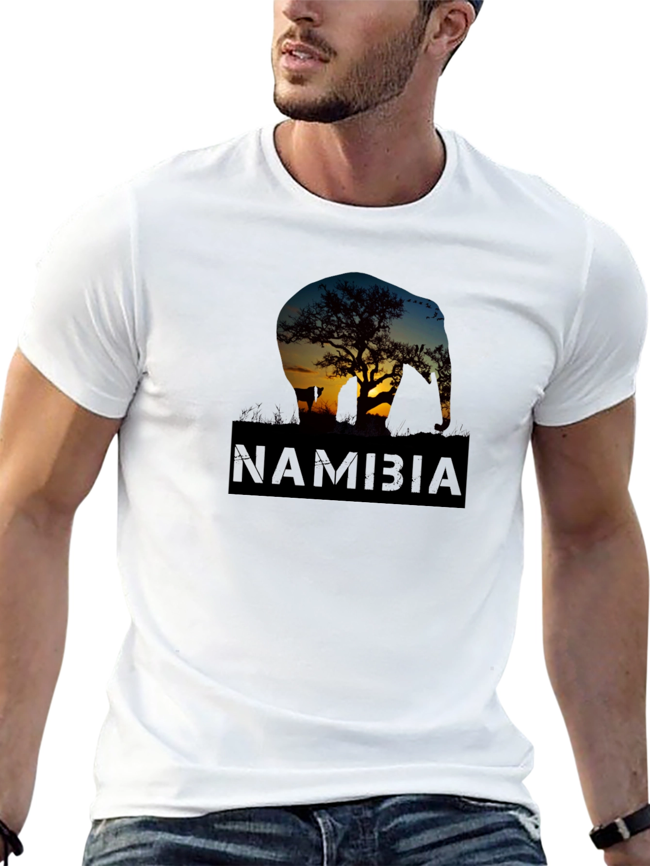 Namibia Sunset Elephant Graphic T-Shirt