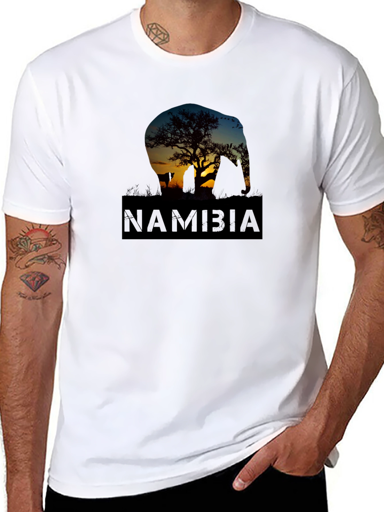 Namibia Sunset Elephant Graphic T-Shirt