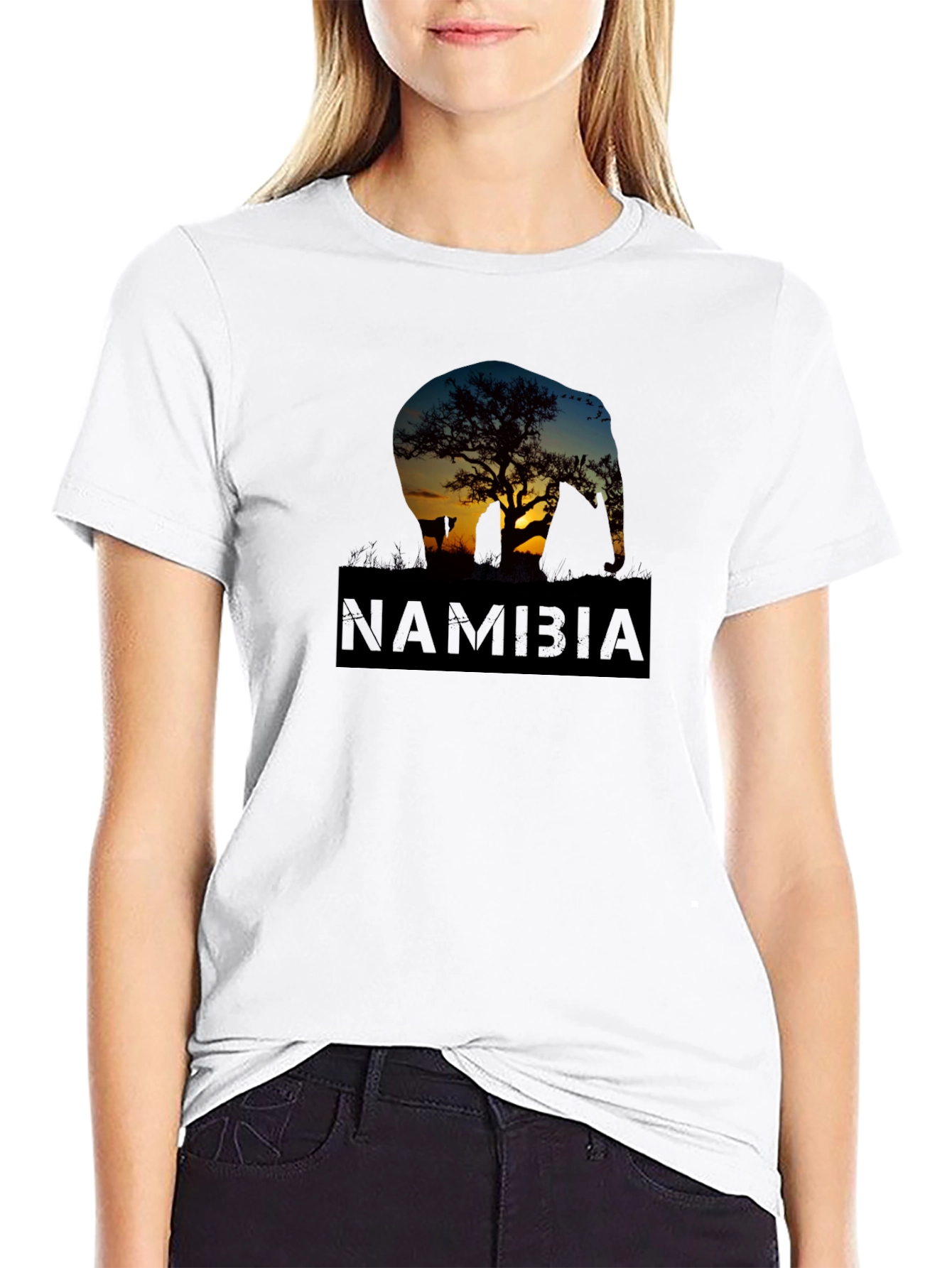 Namibia Sunset Elephant Graphic T-Shirt