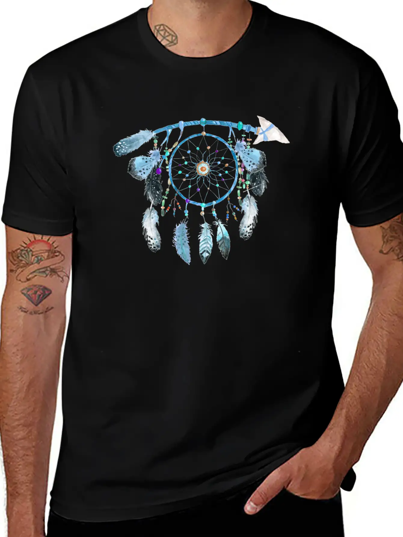 Indian Jewelry,Native American Jewelry, Feather Stylish Everyday T-Shirt – Unisex Basic Cotton Tee