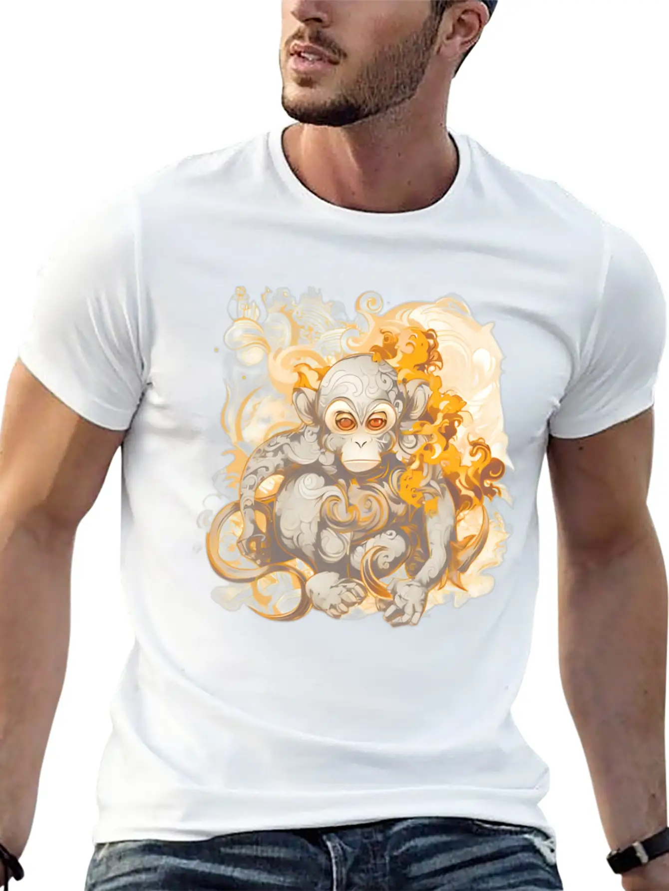 Inferno Ape: The Fiery Primate Timeless Short Sleeve Tee – Comfy And Minimalist Design