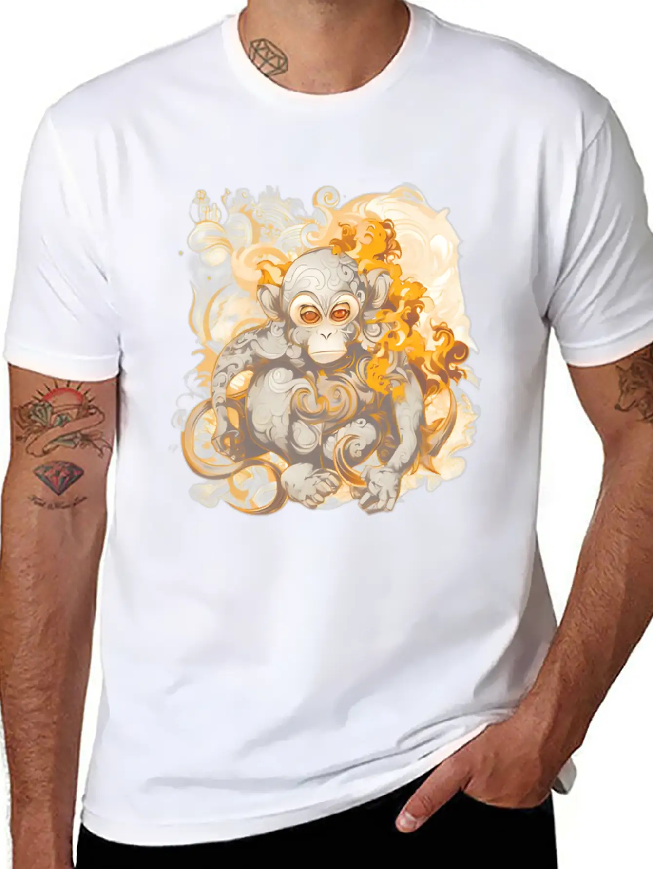 Inferno Ape: The Fiery Primate Timeless Short Sleeve Tee – Comfy And Minimalist Design