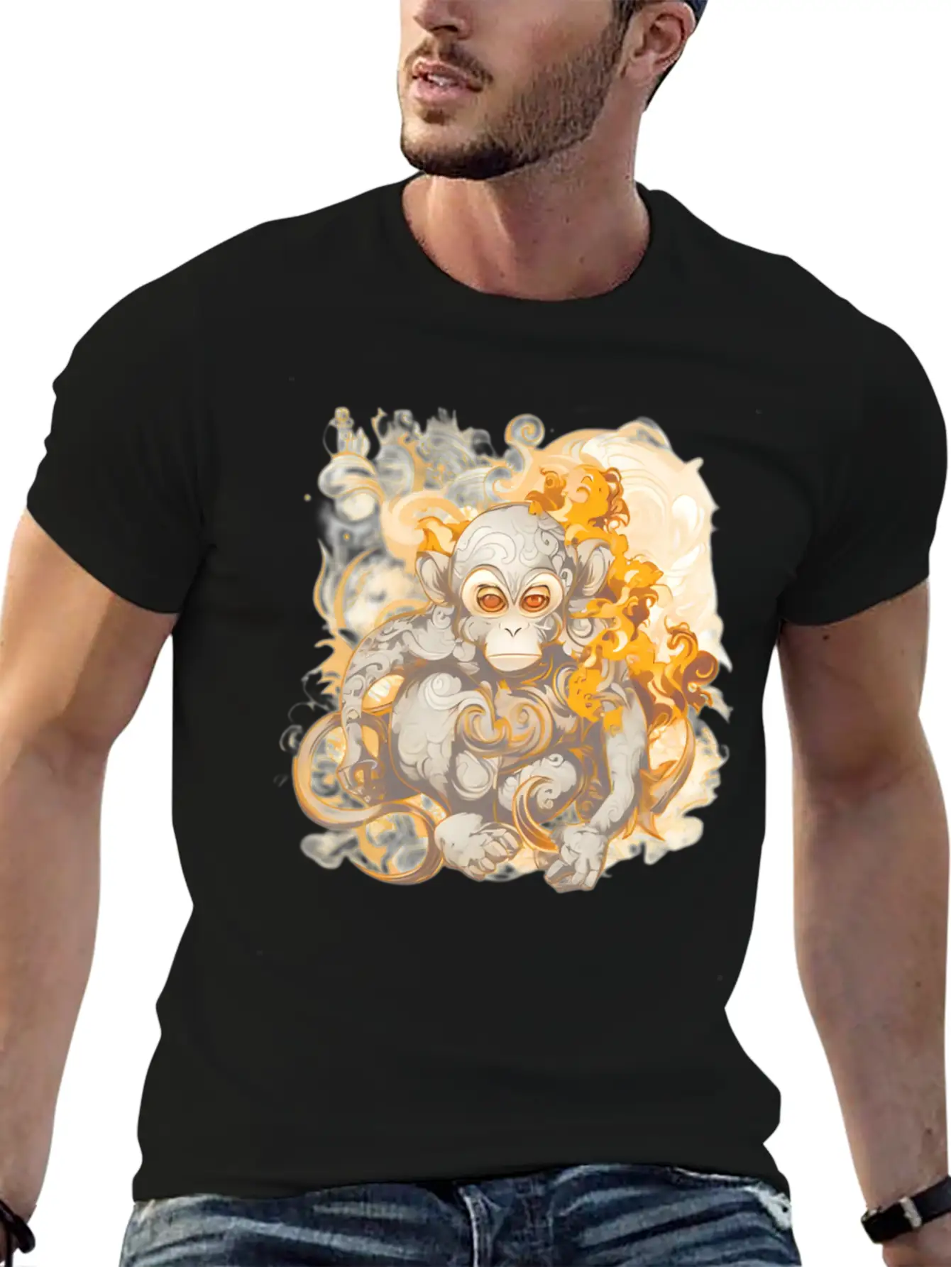 Inferno Ape: The Fiery Primate Timeless Short Sleeve Tee – Comfy And Minimalist Design