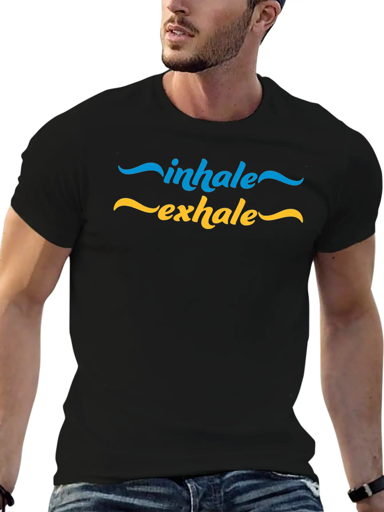 Inhale Exhale Yoga Quote Stylish Everyday T-Shirt – Unisex Basic Cotton Tee