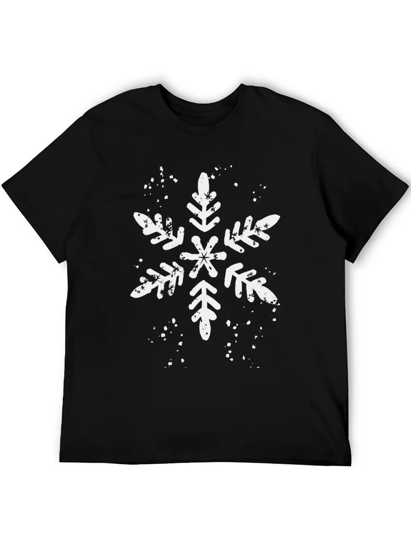 Ink Stamp Style Snowflake Unisex Short Sleeve Soft Cotton T-Shirt – Casual Everyday Wear