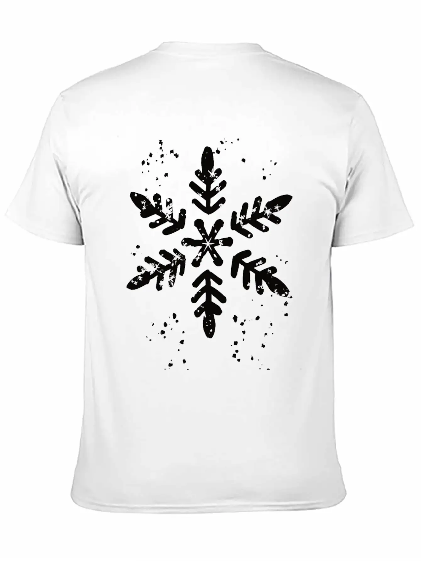 Ink Stamp Style Snowflake Unisex Short Sleeve Soft Cotton T-Shirt – Casual Everyday Wear