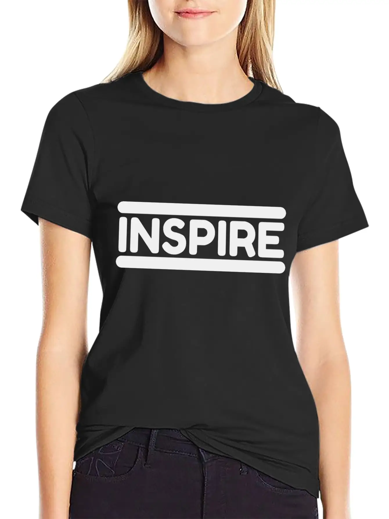 Inspire - Black Unisex Casual T-Shirt – Clean Design For Daily Comfort