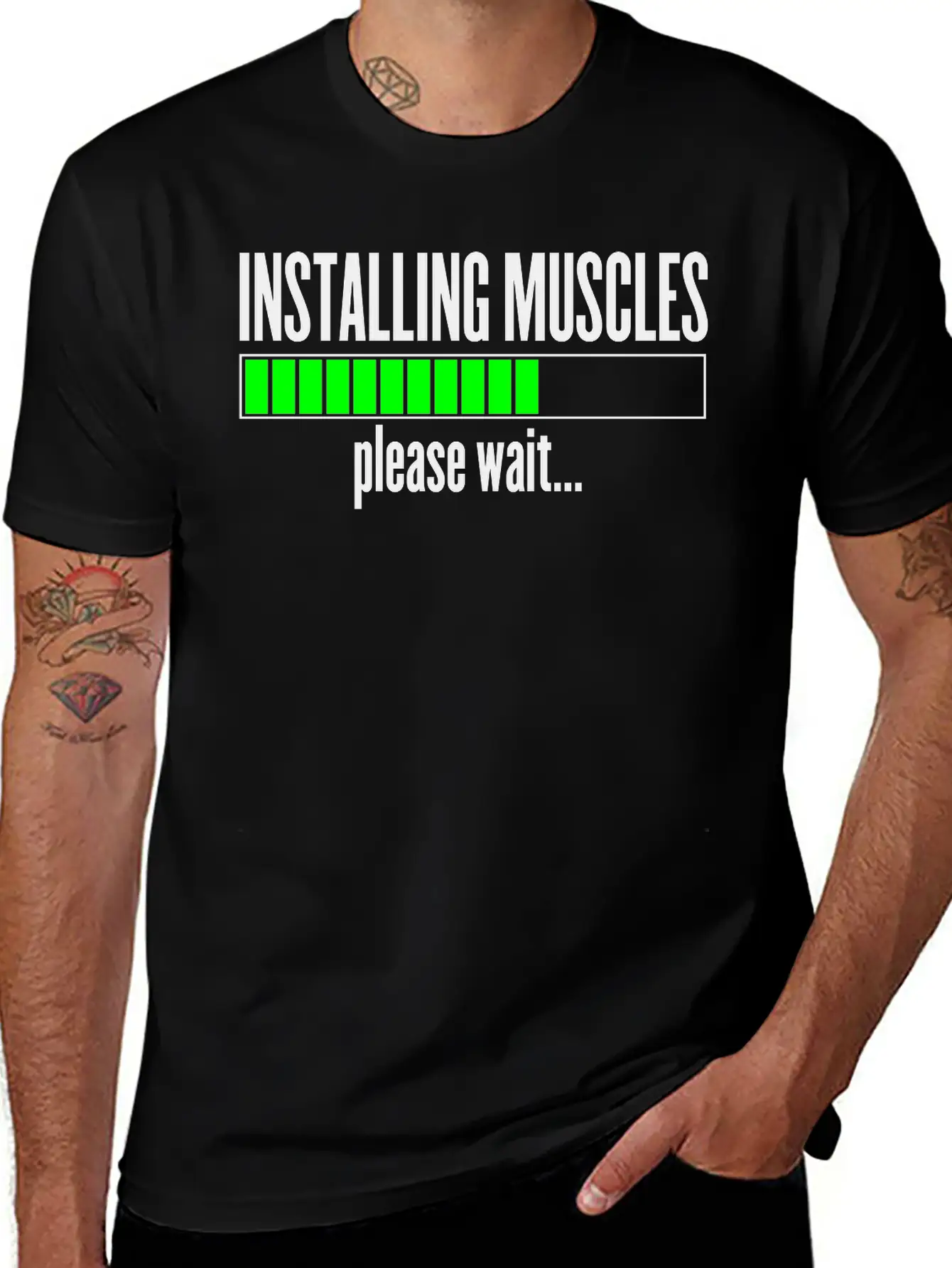 Installing Muscles, Please Wait Unisex Short Sleeve Soft Cotton T-Shirt – Casual Everyday Wear