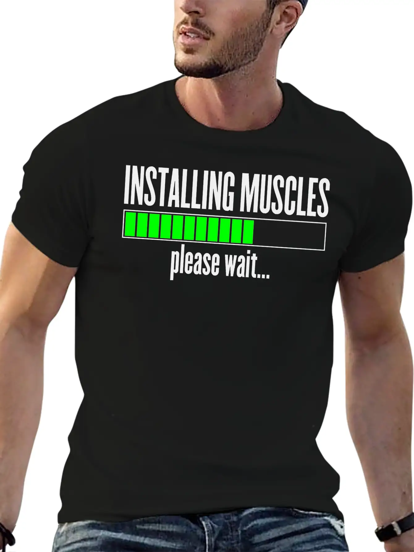 Installing Muscles, Please Wait Unisex Short Sleeve Soft Cotton T-Shirt – Casual Everyday Wear