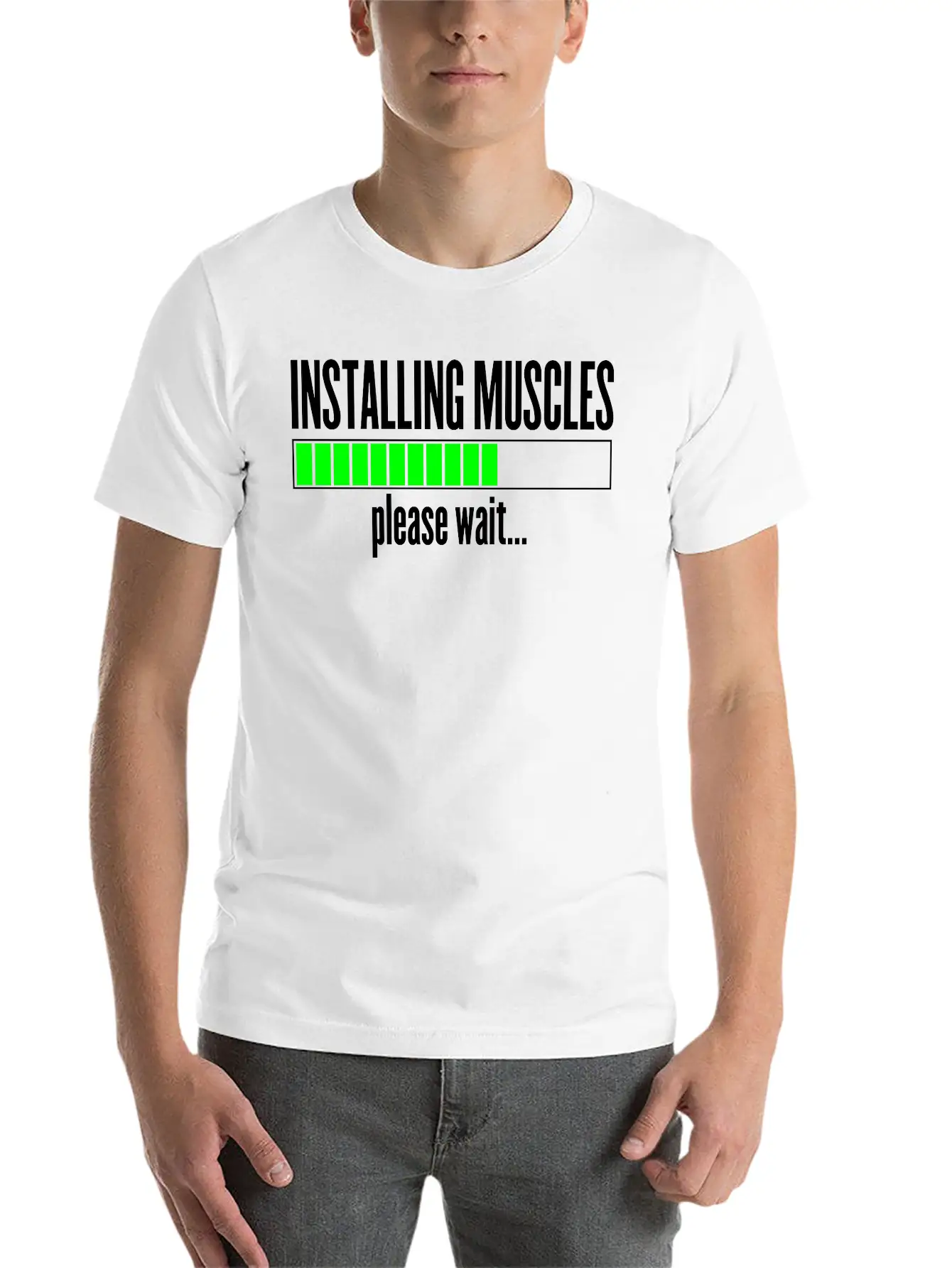 Installing Muscles, Please Wait Unisex Short Sleeve Soft Cotton T-Shirt – Casual Everyday Wear