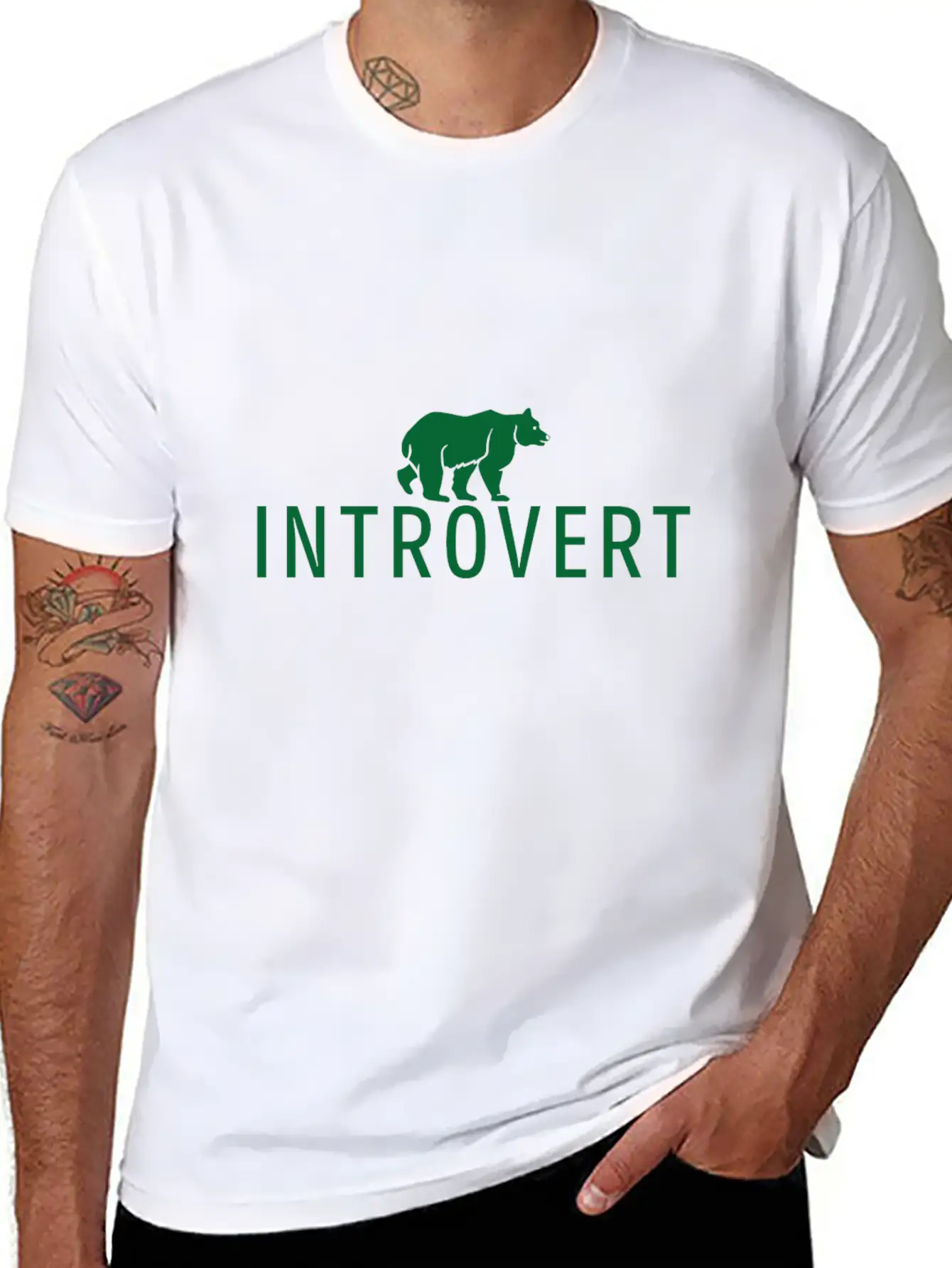 Introvert Bear Anti Social Gift Unisex Short Sleeve Soft Cotton T-Shirt – Casual Everyday Wear