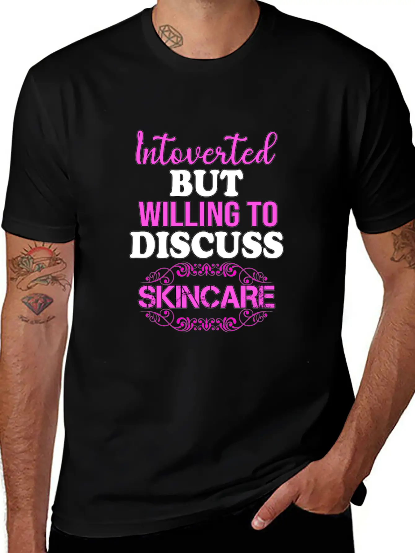 Introverted But Willing To Discuss Skincare Comfortable Minimalist Graphic Tee – Summer Style Essential