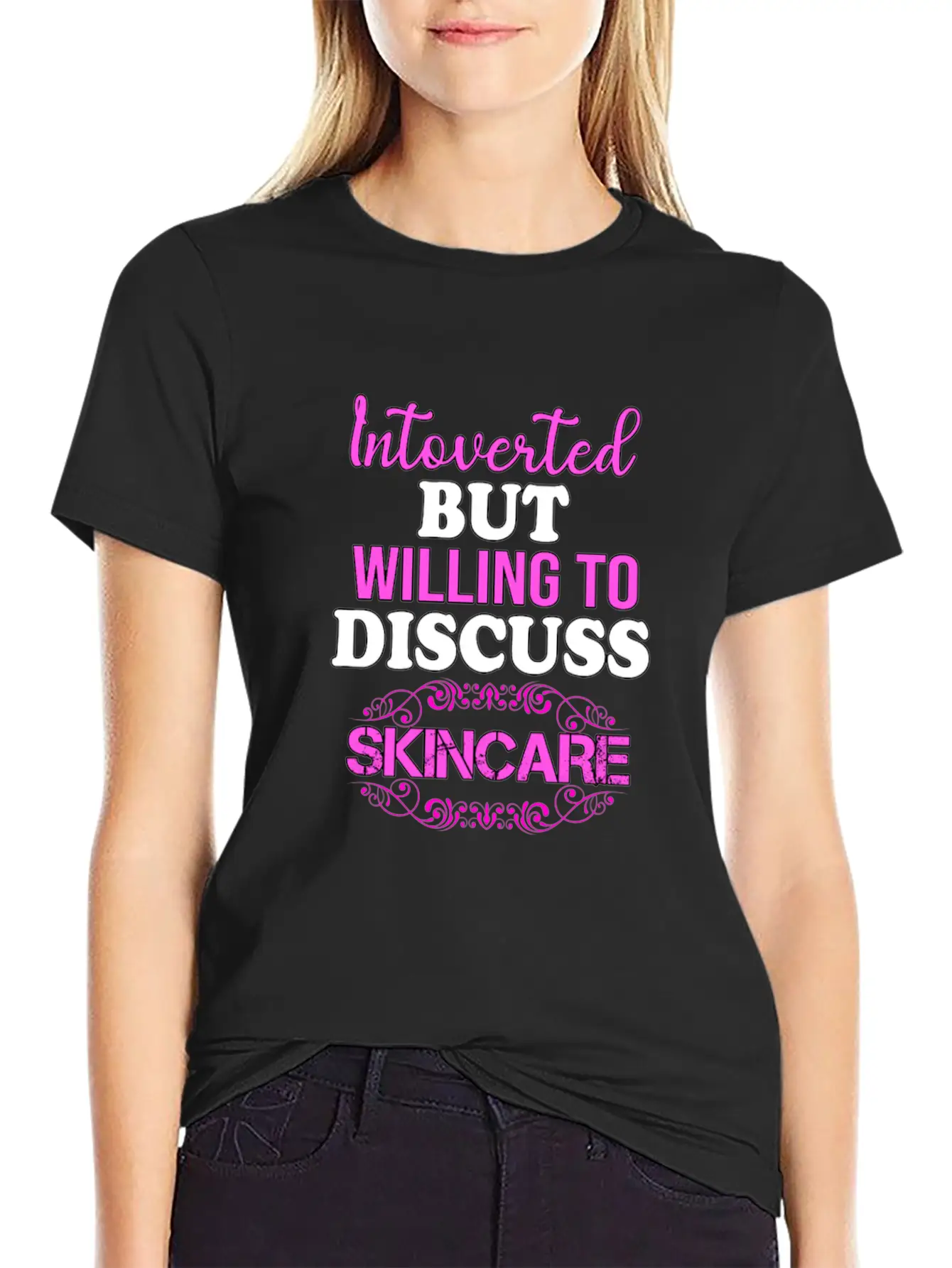 Introverted But Willing To Discuss Skincare Comfortable Minimalist Graphic Tee – Summer Style Essential